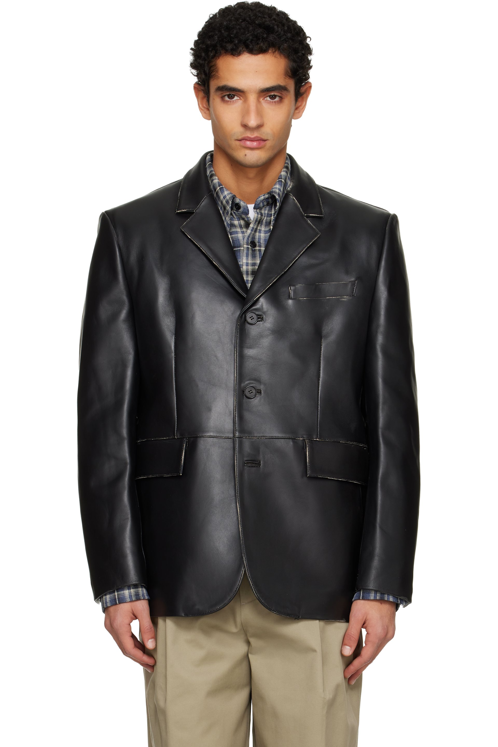 TONYWACK - Black Vegetable Tanned Lamb Leather Tailored Jacket