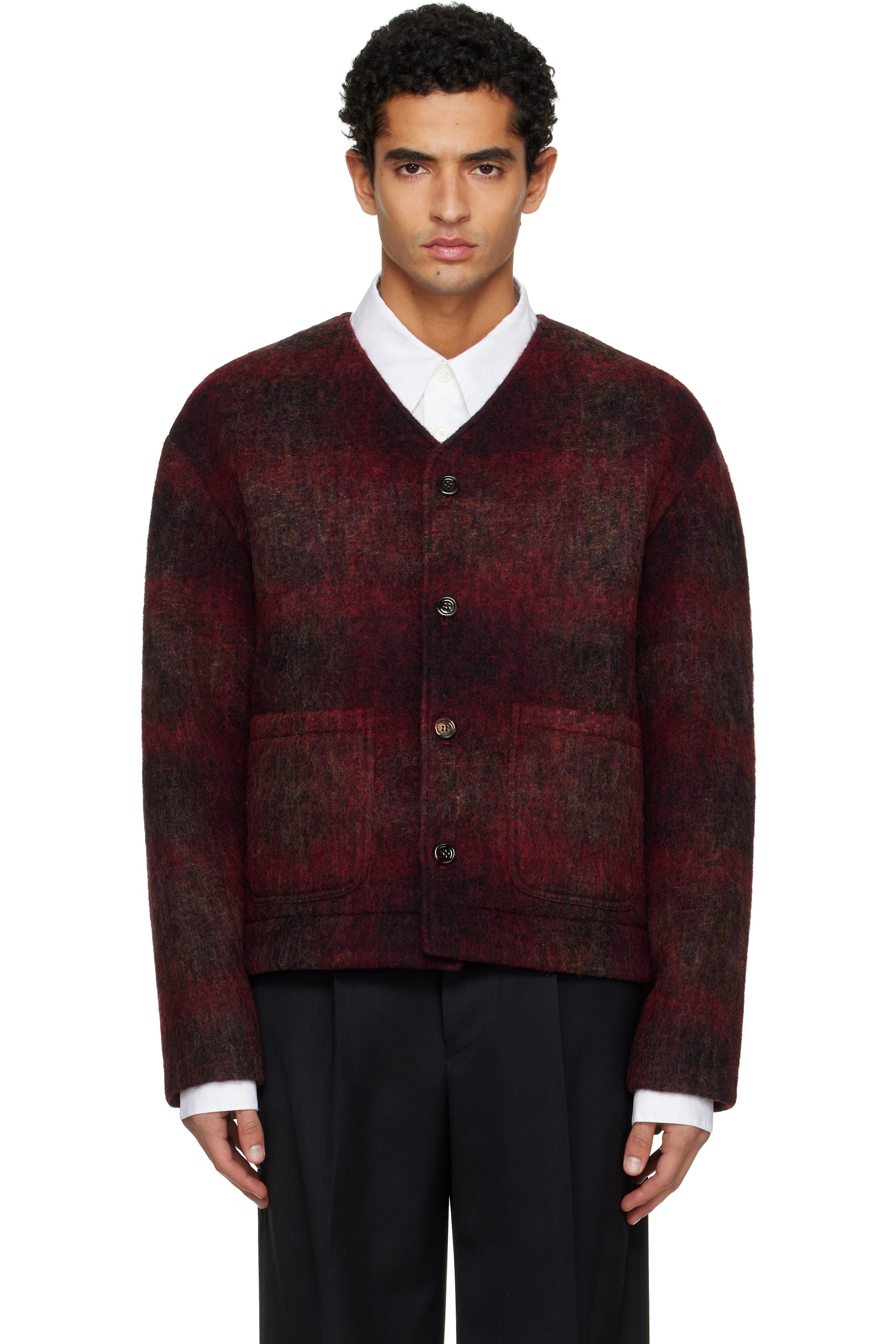 TONYWACK - Burgundy V-Neck Cardigan