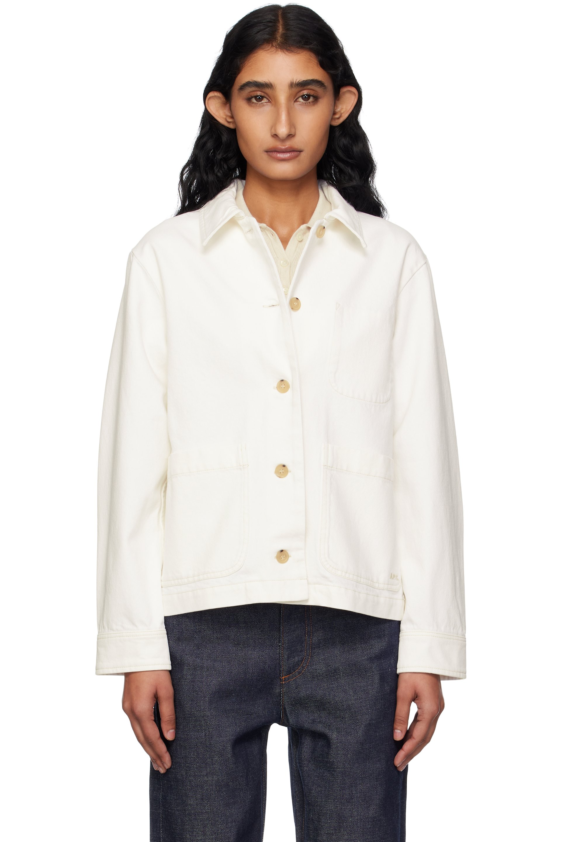 A.P.C. - Blouson Nikkie blanc cassé en denim