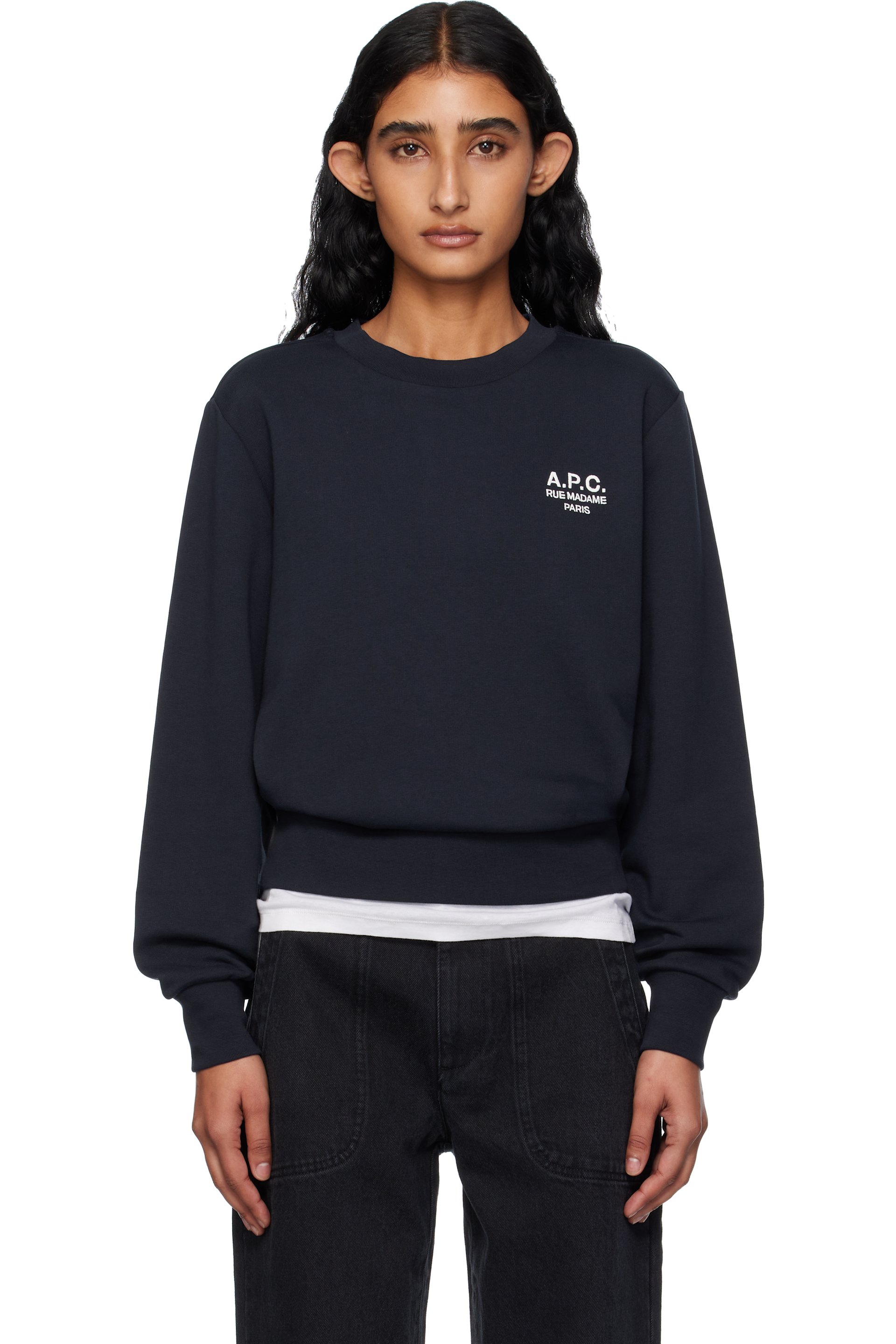 A.P.C. - Navy Boxy 'Rue Madame' Sweatshirt