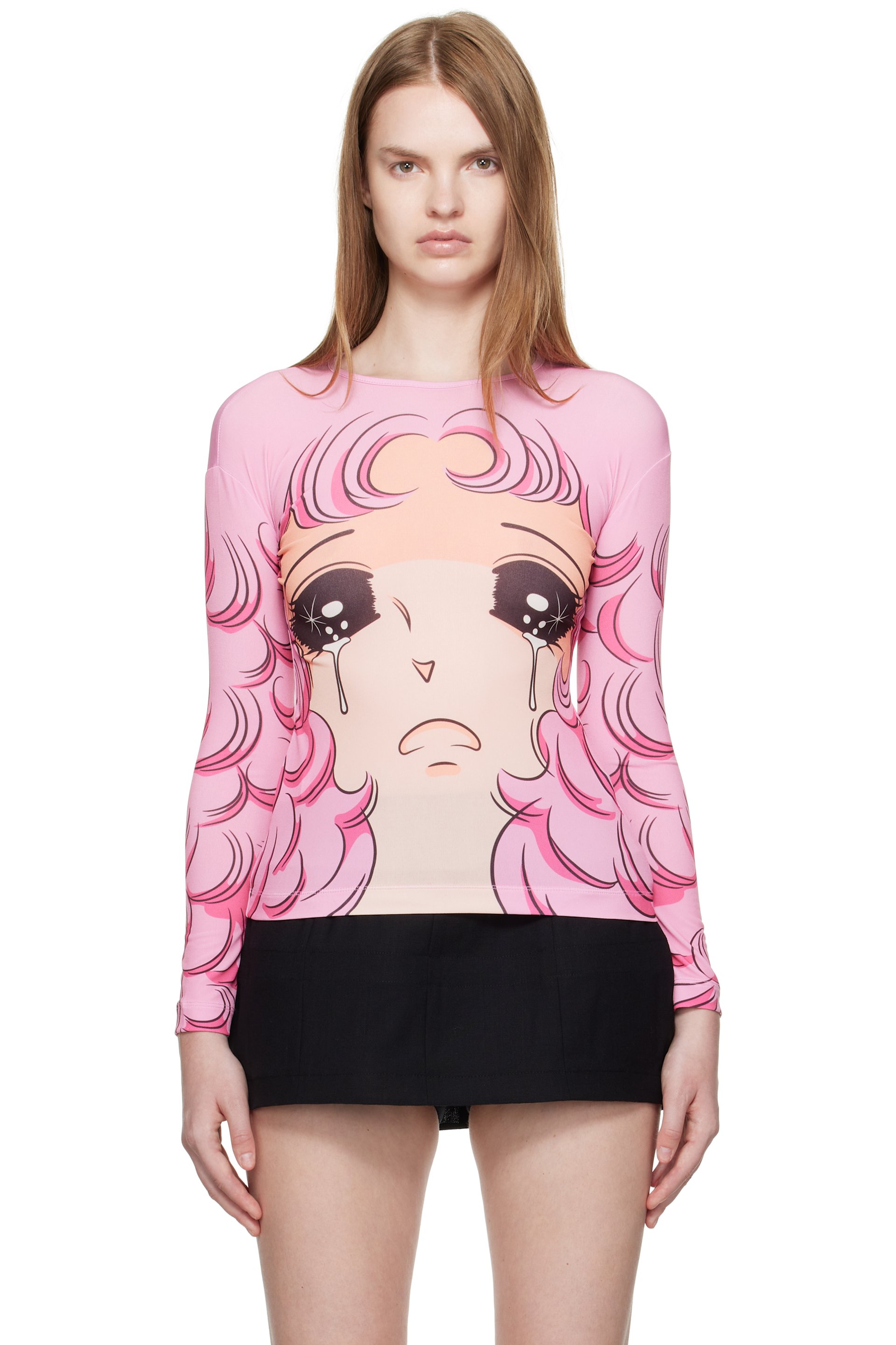 Pushbutton - SSENSE Exclusive Pink Long Sleeve Crying Girl T-Shirt
