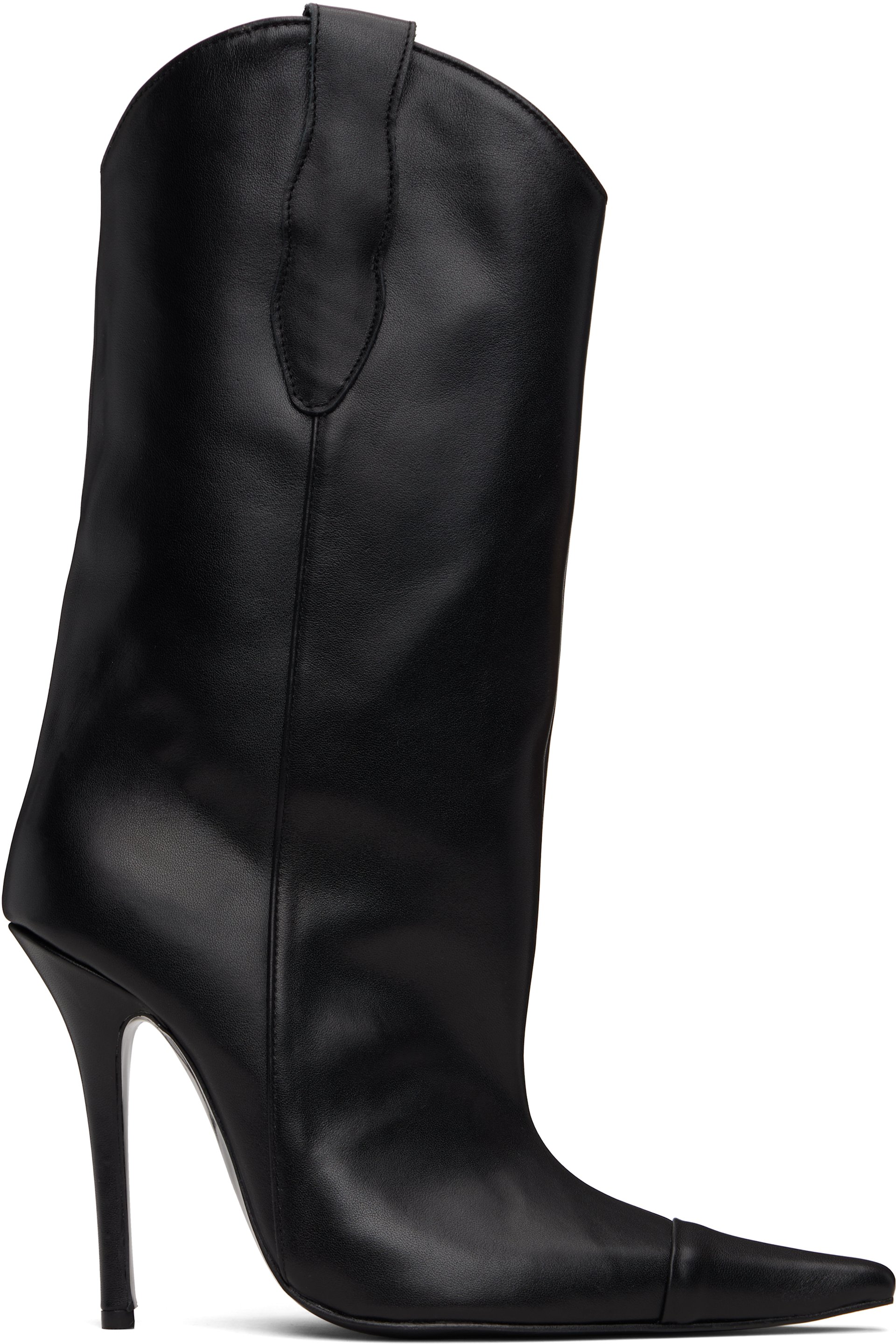 Pushbutton - Black Mid-Calf Cowgirl Boots