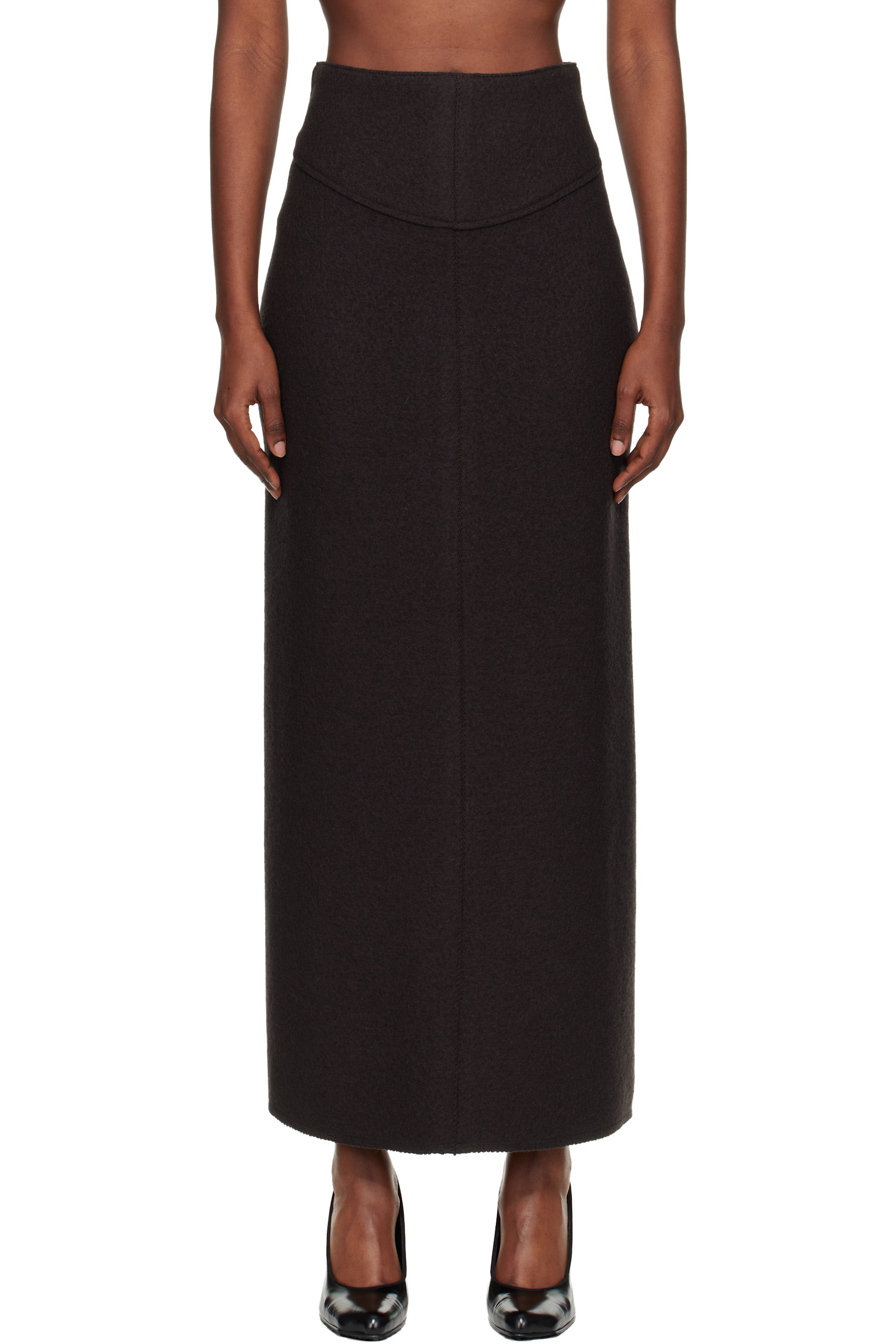 Lanvin - Jupe crayon longue brune