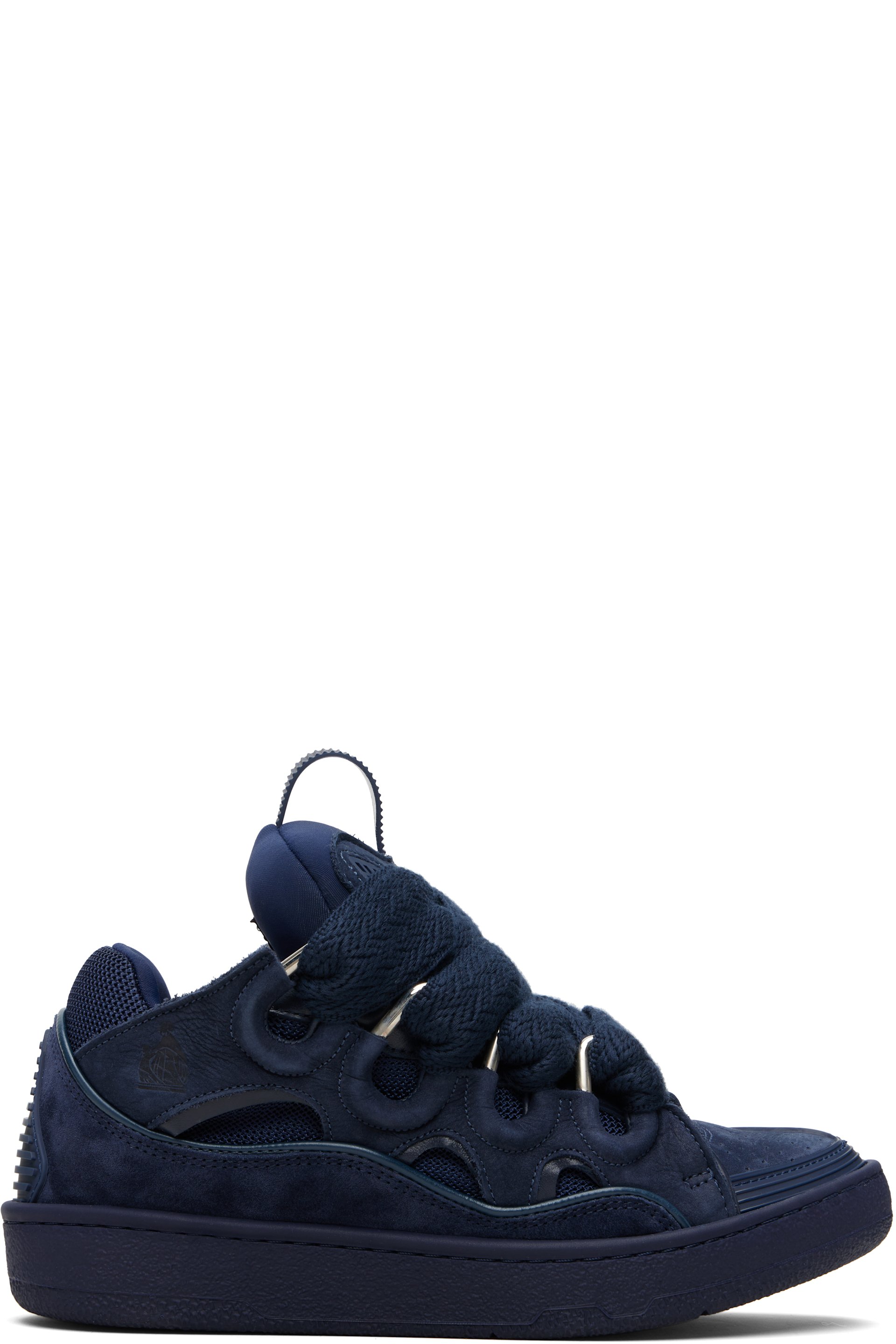 Lanvin - Baskets Curb bleu marine en cuir