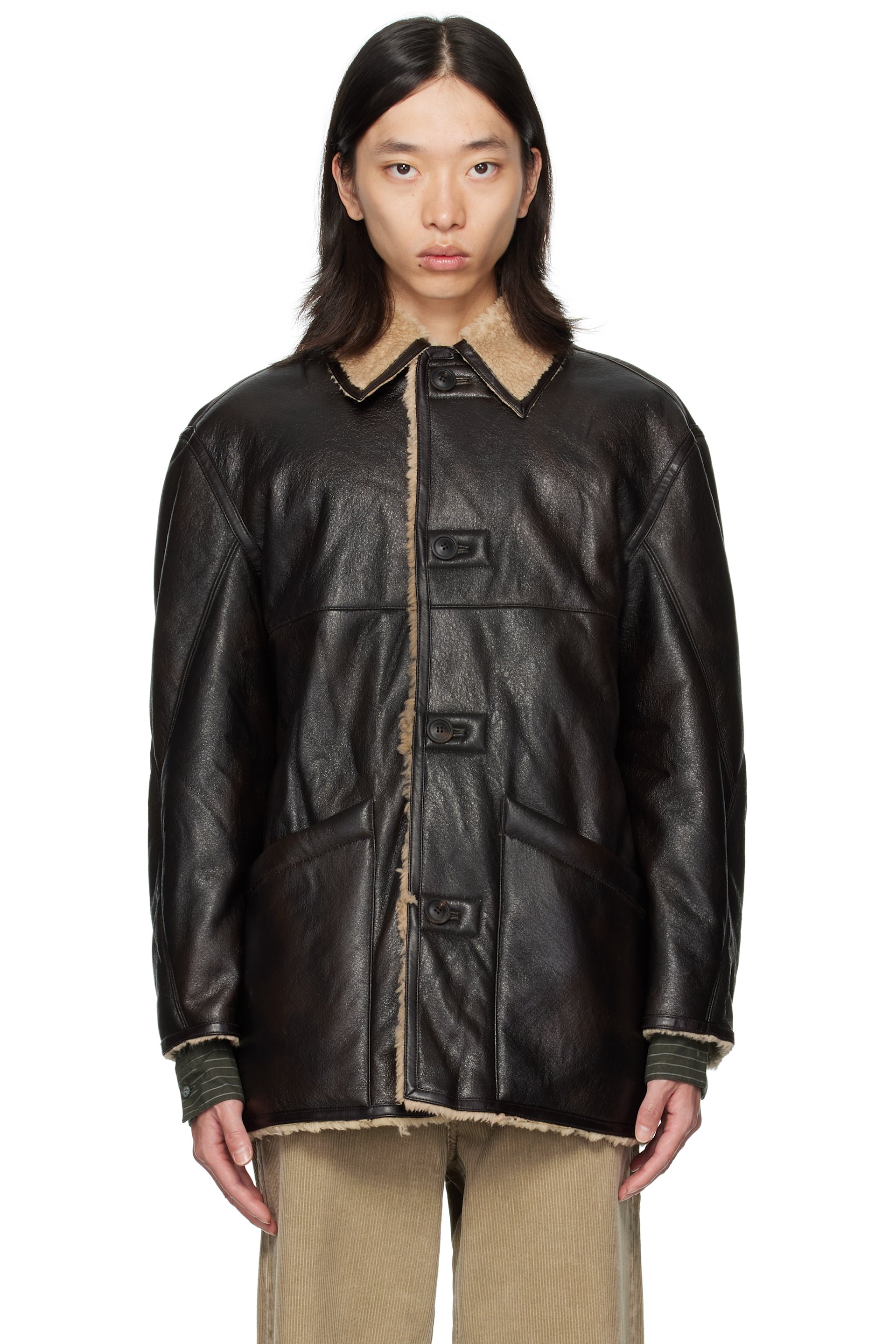 COOR - Brown & Beige Reversible Eco Faux-Shearling Coat