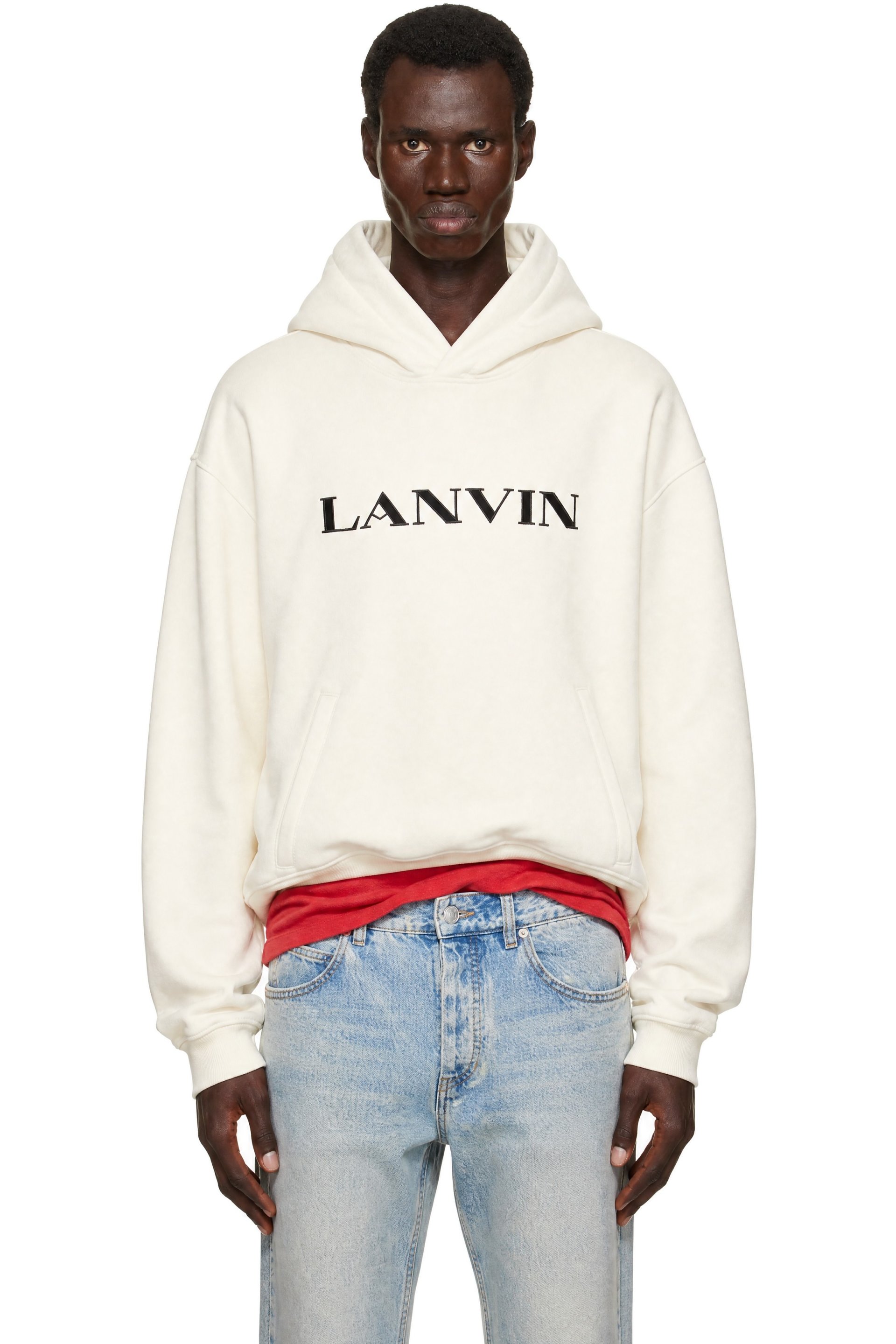 Lanvin - Off-White Embroidered Logo Hoodie