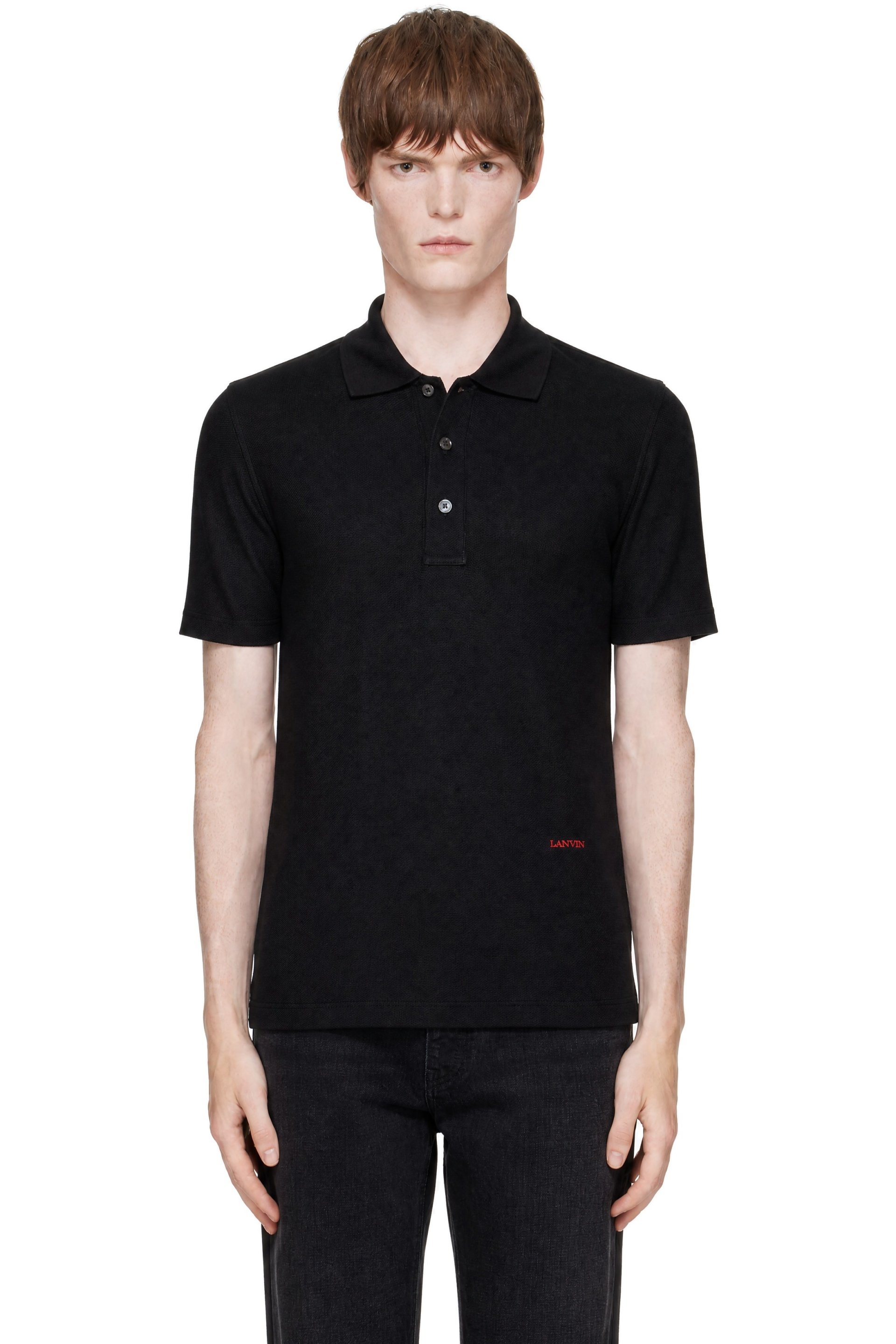 Lanvin - Black Cotton Piqué Polo