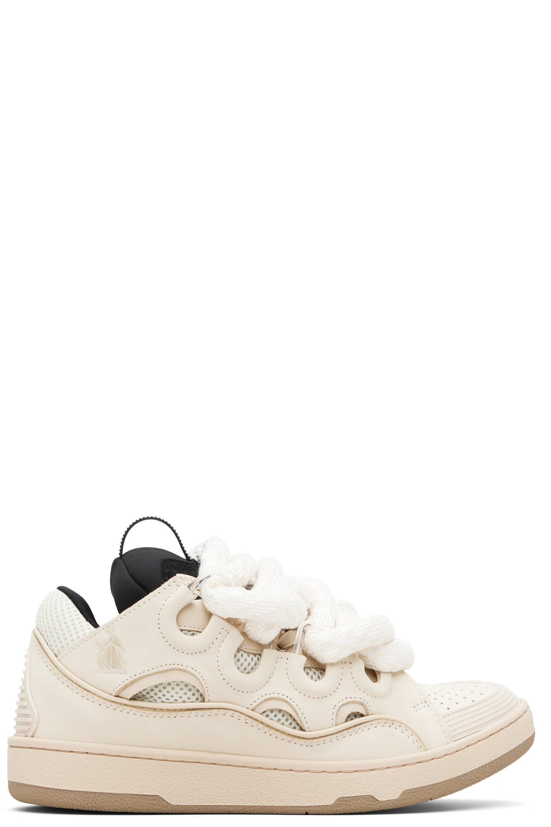 Lanvin - Beige Curb Leather With Snake Laces Sneakers