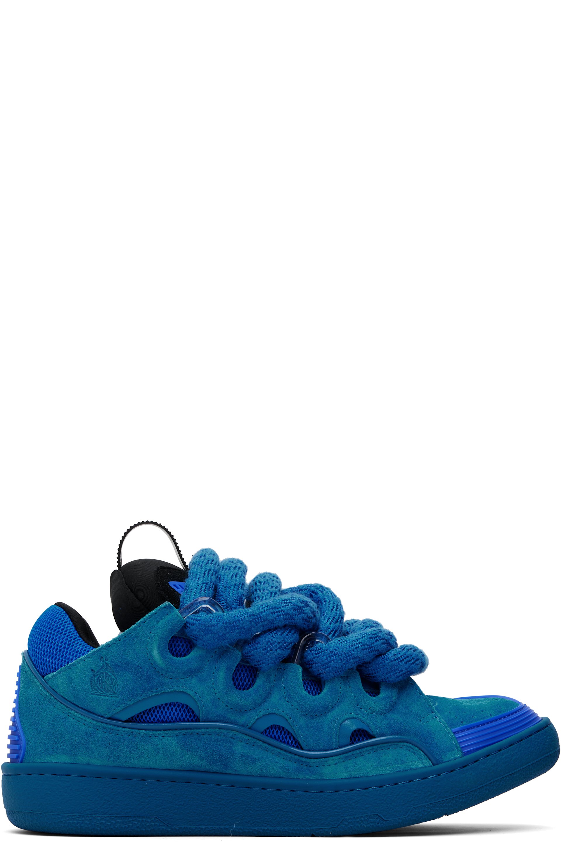 Lanvin - Blue Curb Leather With Snake Laces Sneakers