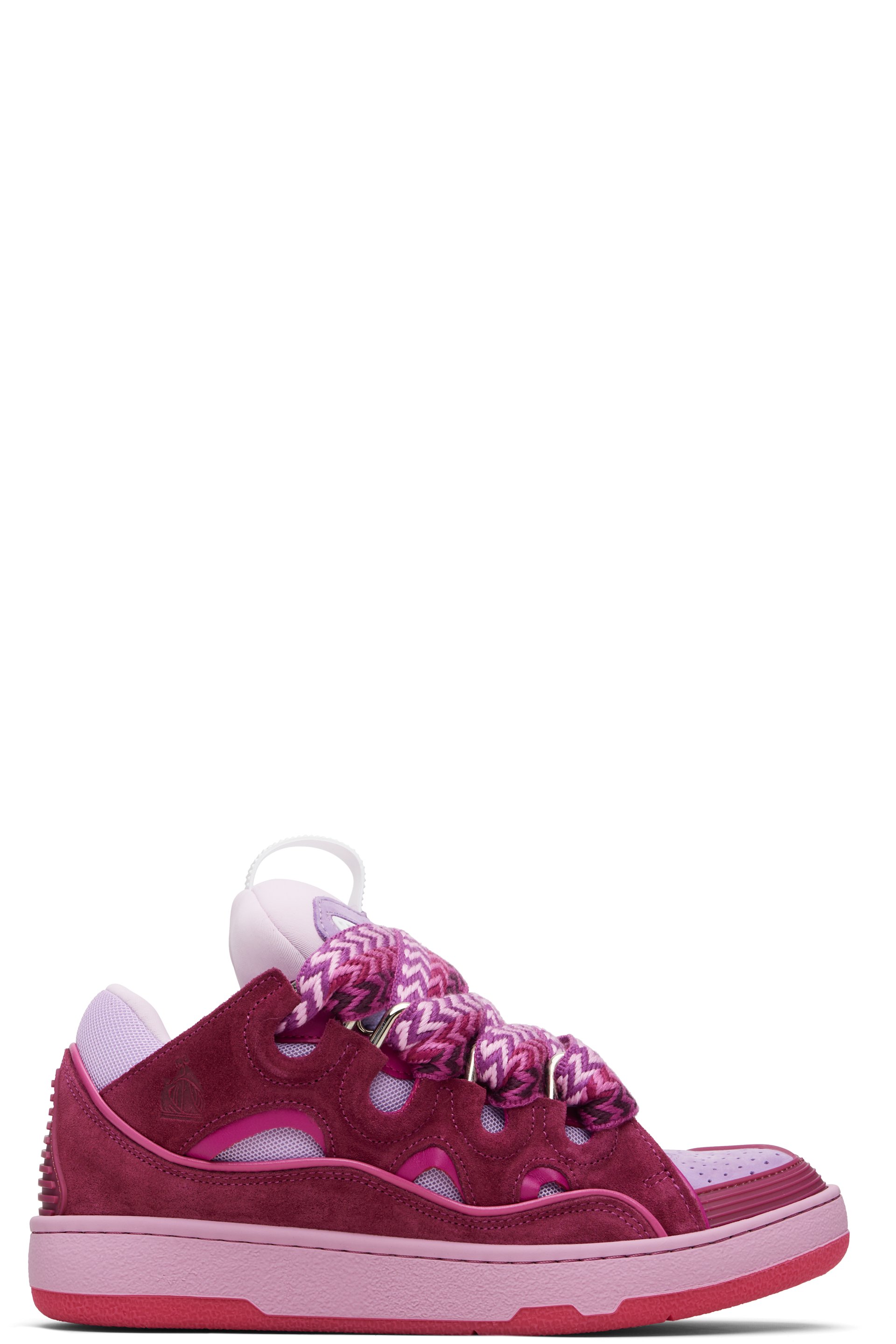 Lanvin - Burgundy & Purple Leather Curb Sneakers