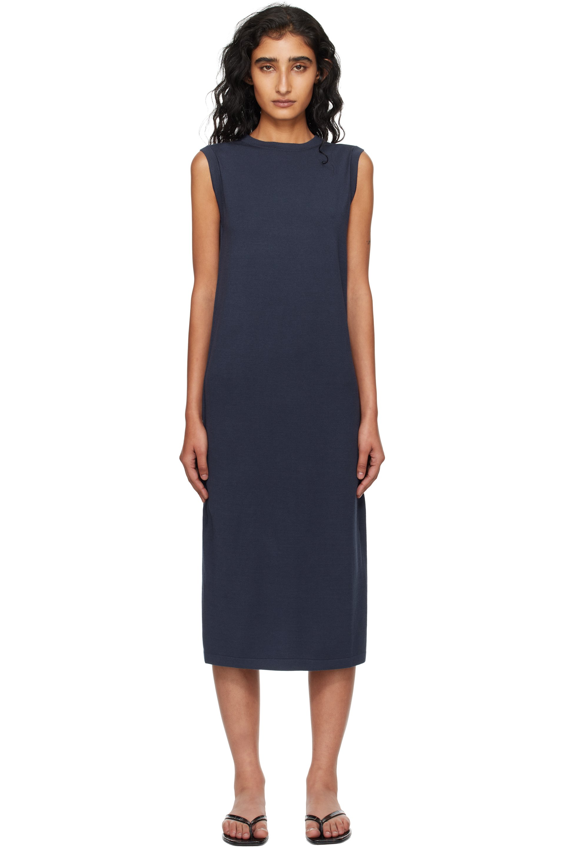 MM by Max Mara - Robe midi Aulla bleu marine