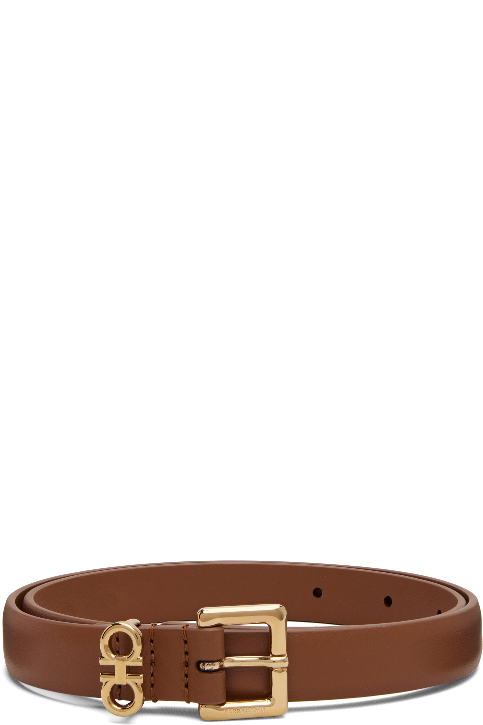 Ferragamo - Ceinture brune à ferrure Gancini