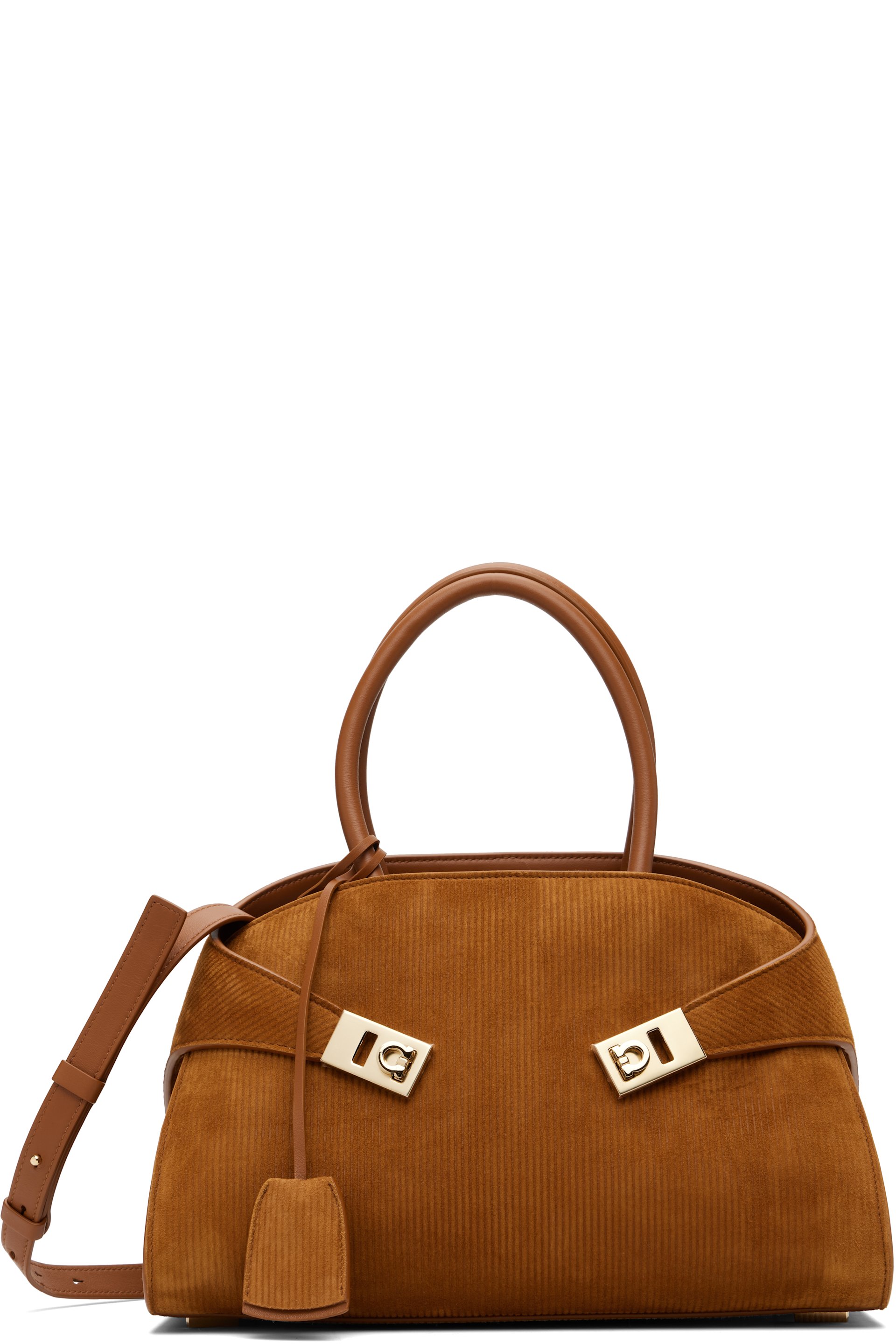 Ferragamo - Moyen sac à main brun clair - Hug