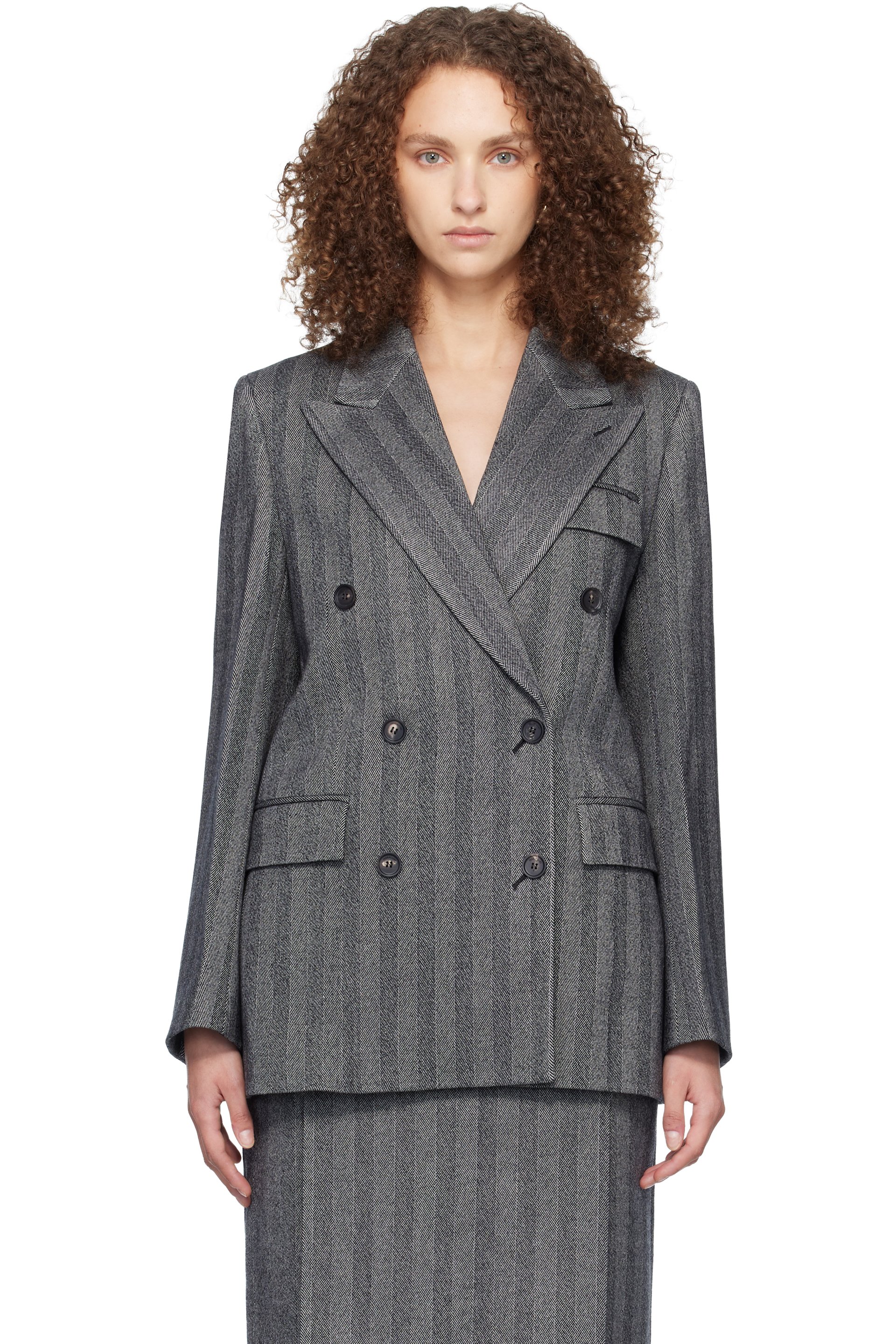 Ferragamo - Gray Oversized Double Breasted Blazer