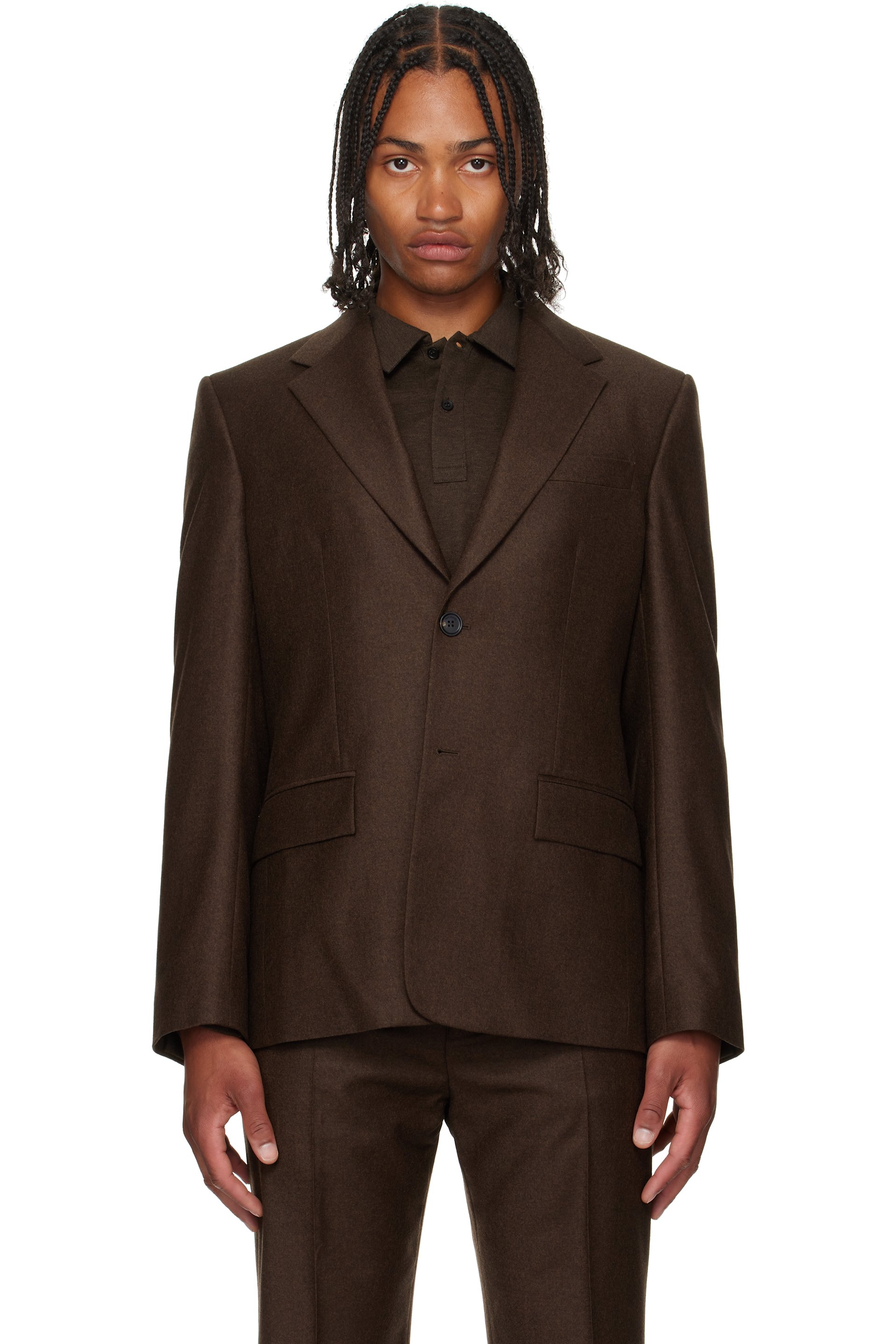 Ferragamo - Brown Single Breasted Flannel Blazer
