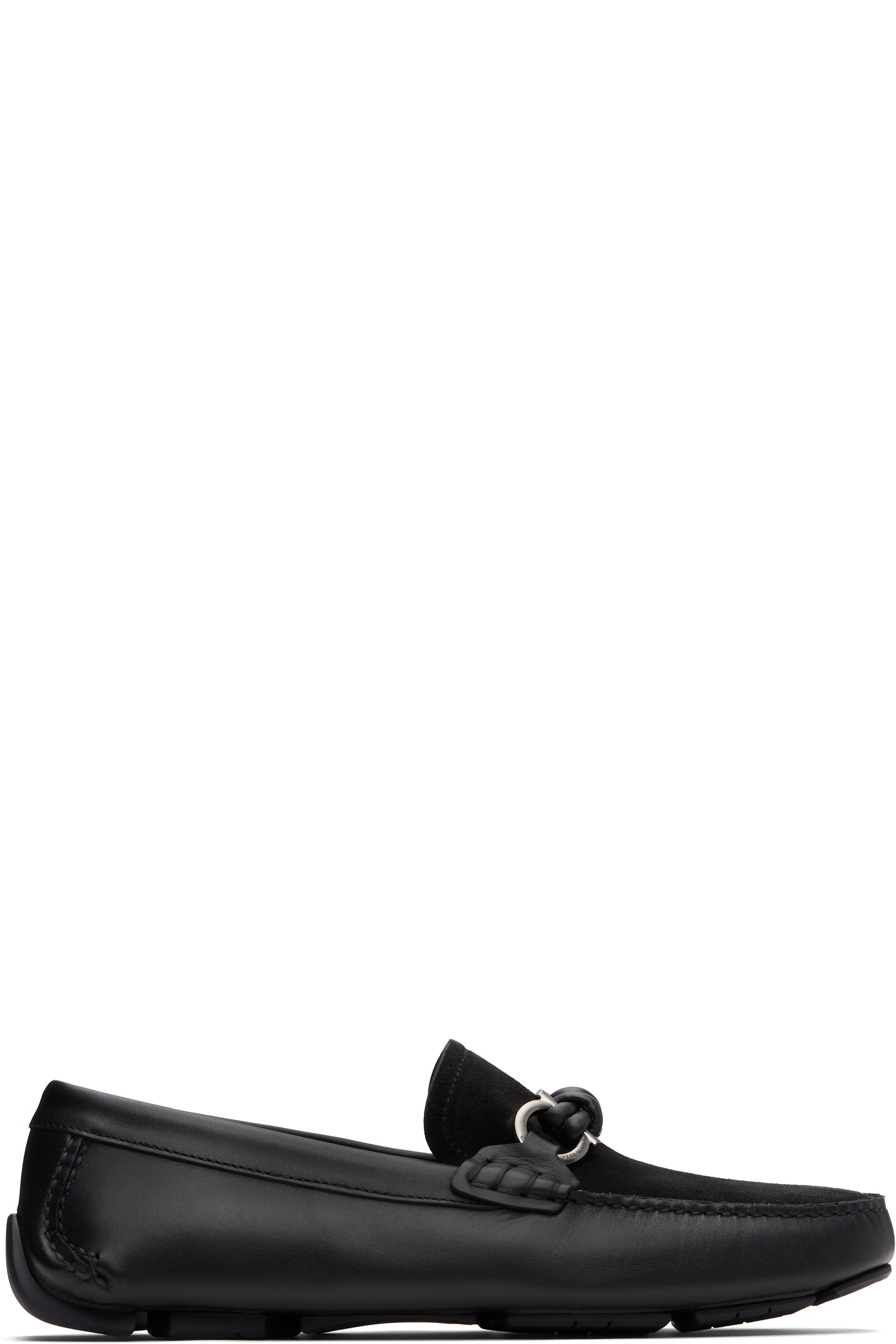 Ferragamo - Black Gancini Buckle Driver Loafers
