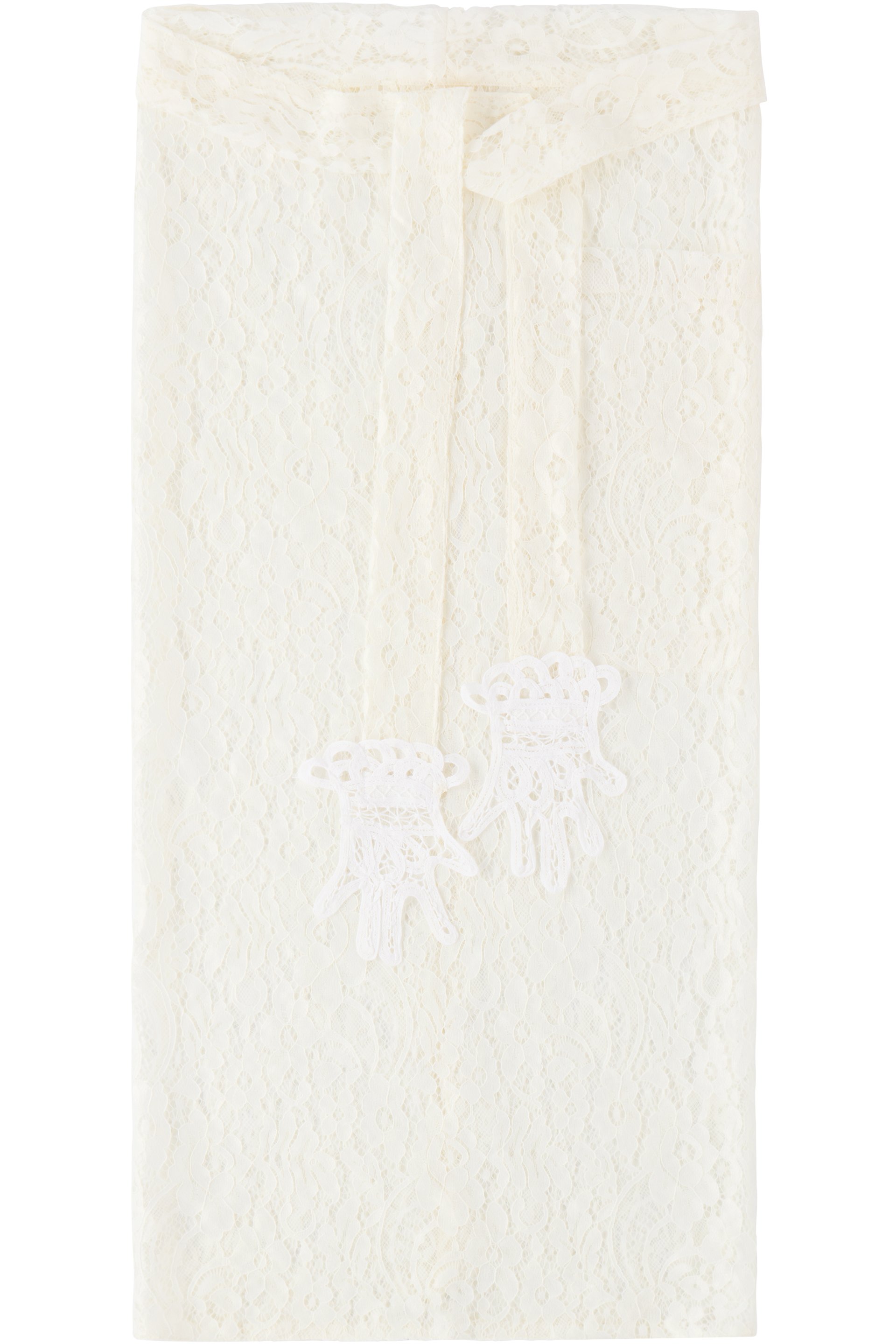 Gohar World - Tablier blanc en dentelle à appliqués de main brodés