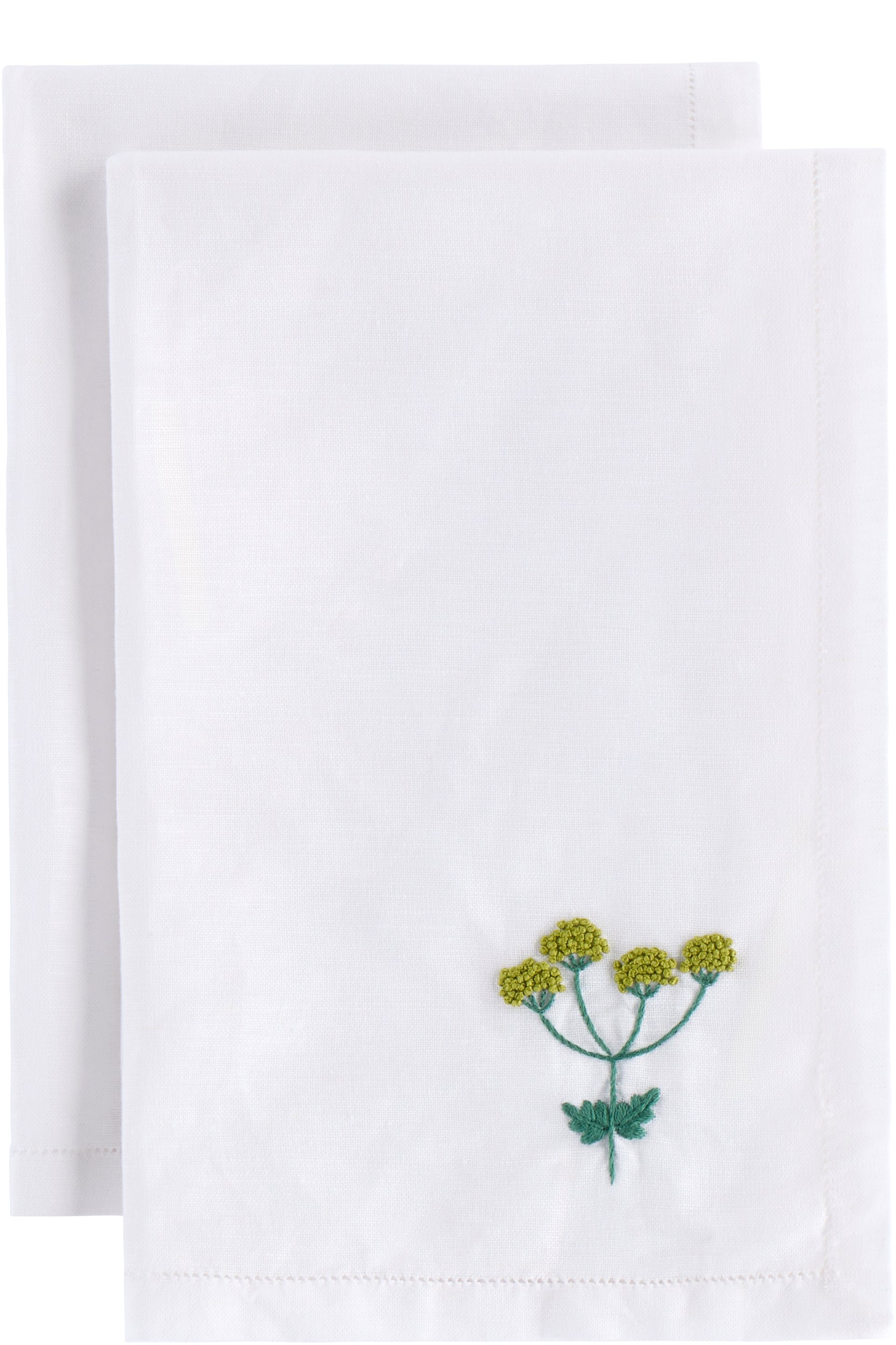 Gohar World - Ensemble de deux serviettes de table 'Á Jour & Flora' blanches à broderie