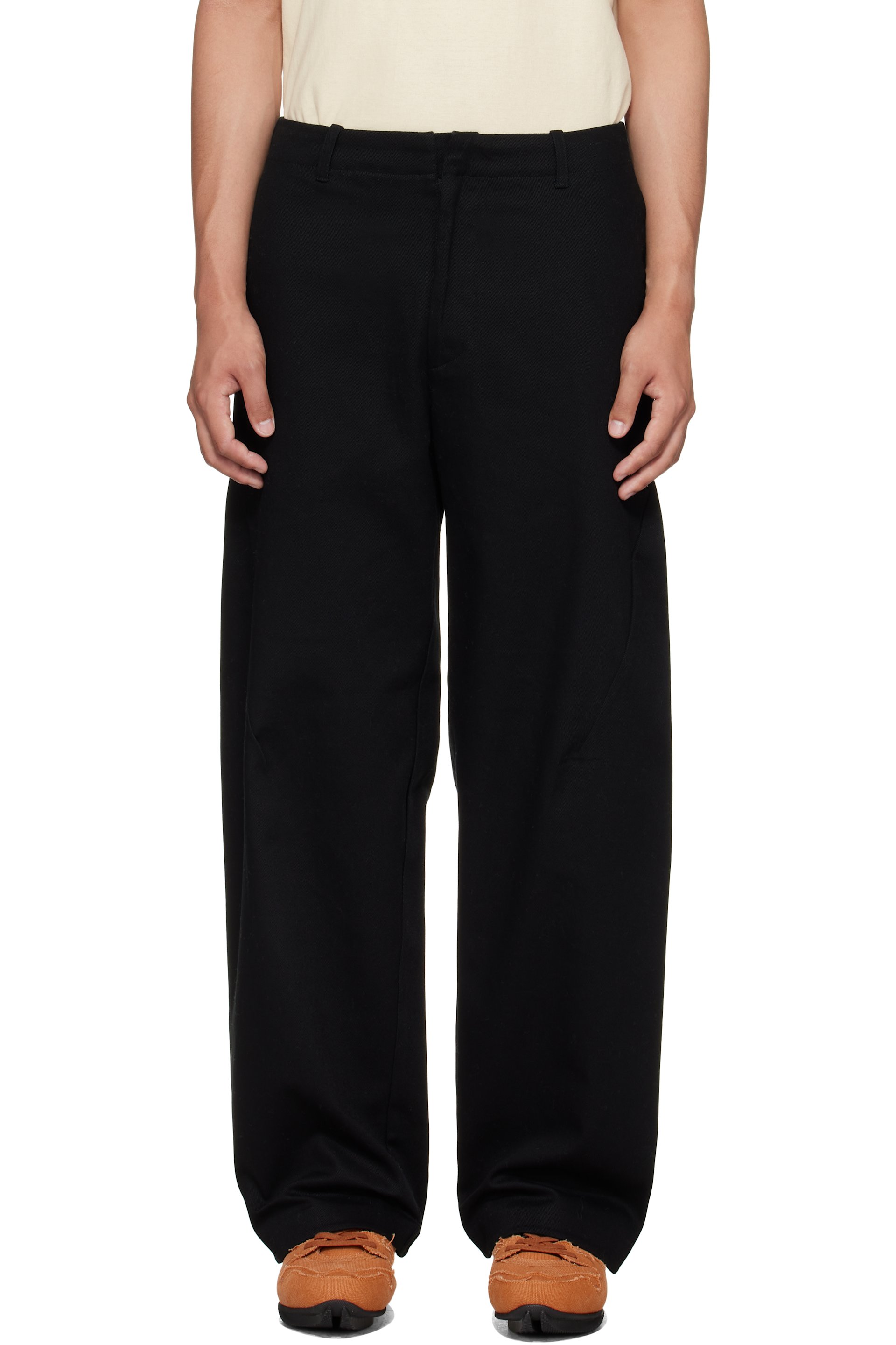 J EONGL I - Black Heavy Cotton Cicada Trousers