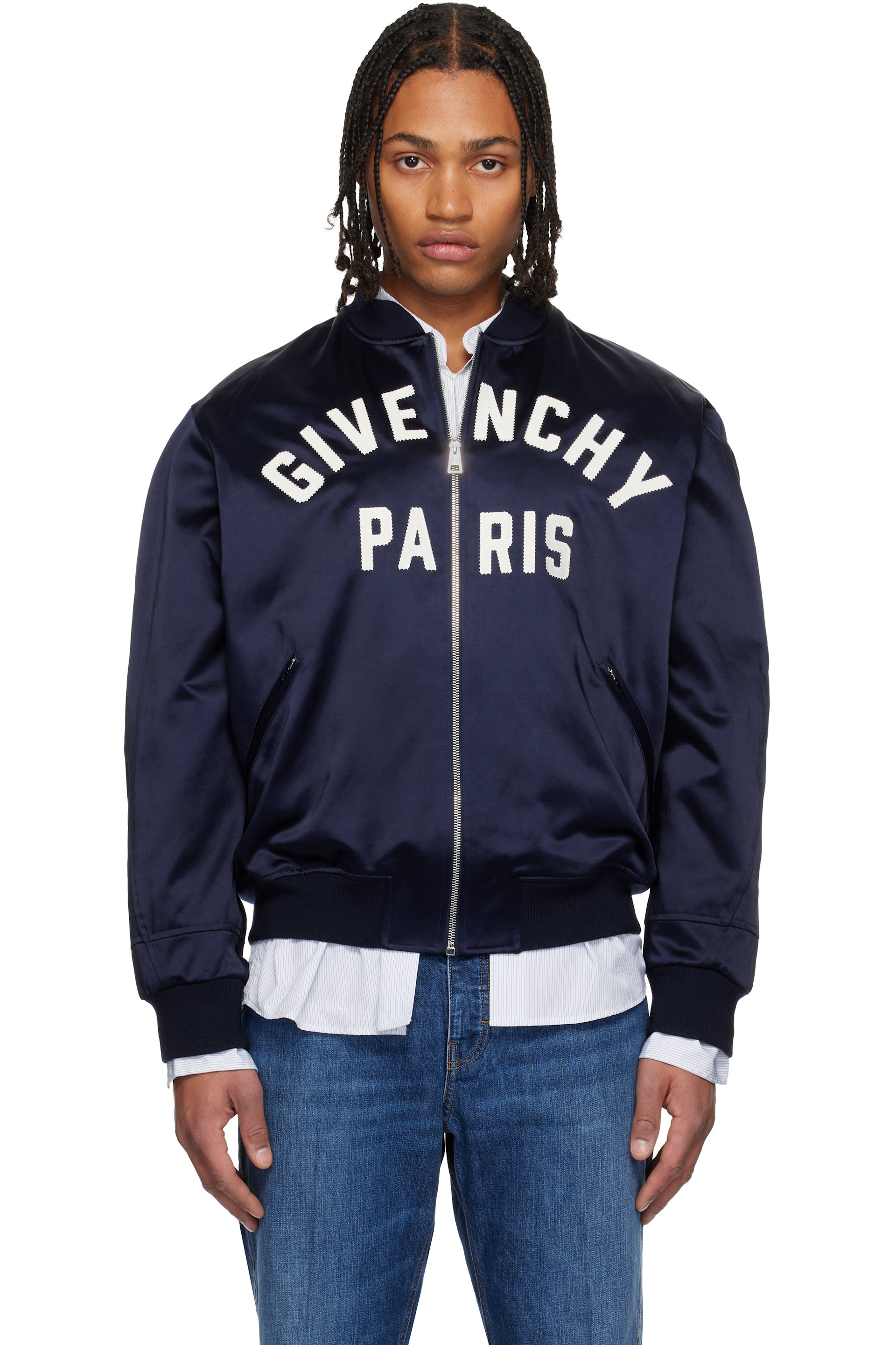 Givenchy - Blouson aviateur bleu marine