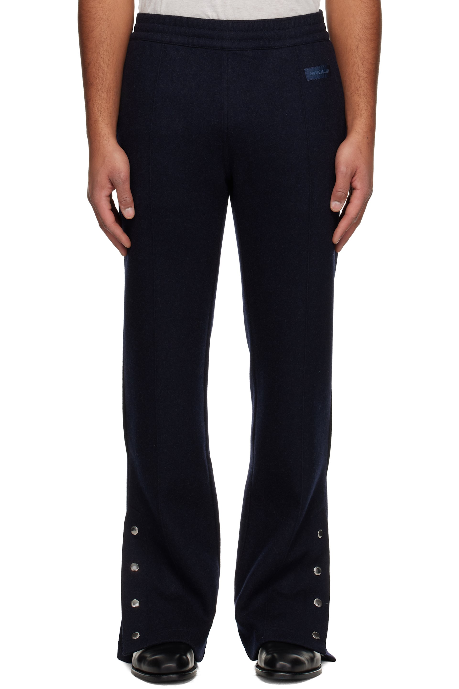 Givenchy - Black Wool Cashmere 'GIVENCHY' Patch Trousers