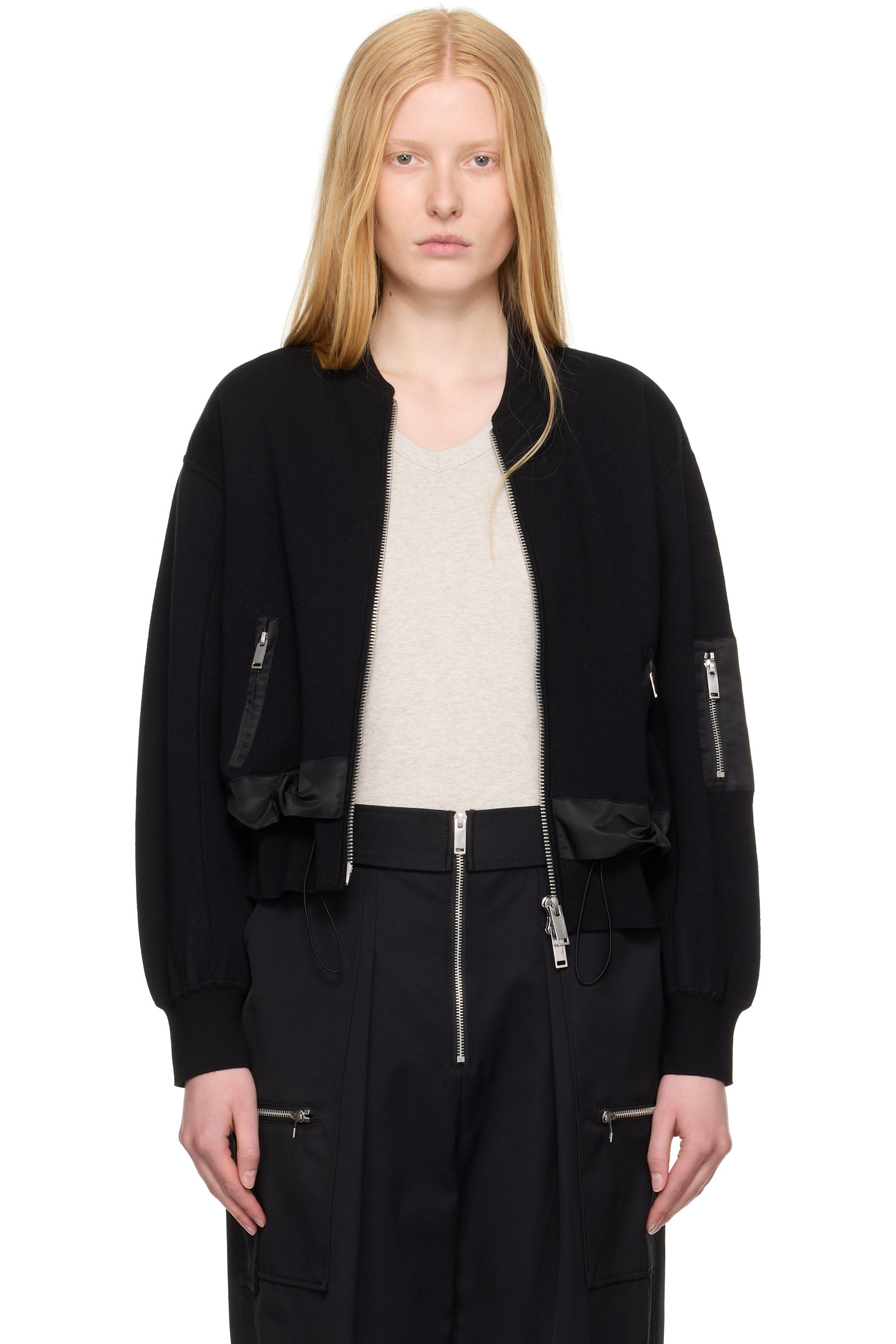 3.1 Phillip Lim: ブラック ダブルレイヤー ボンバージャケット