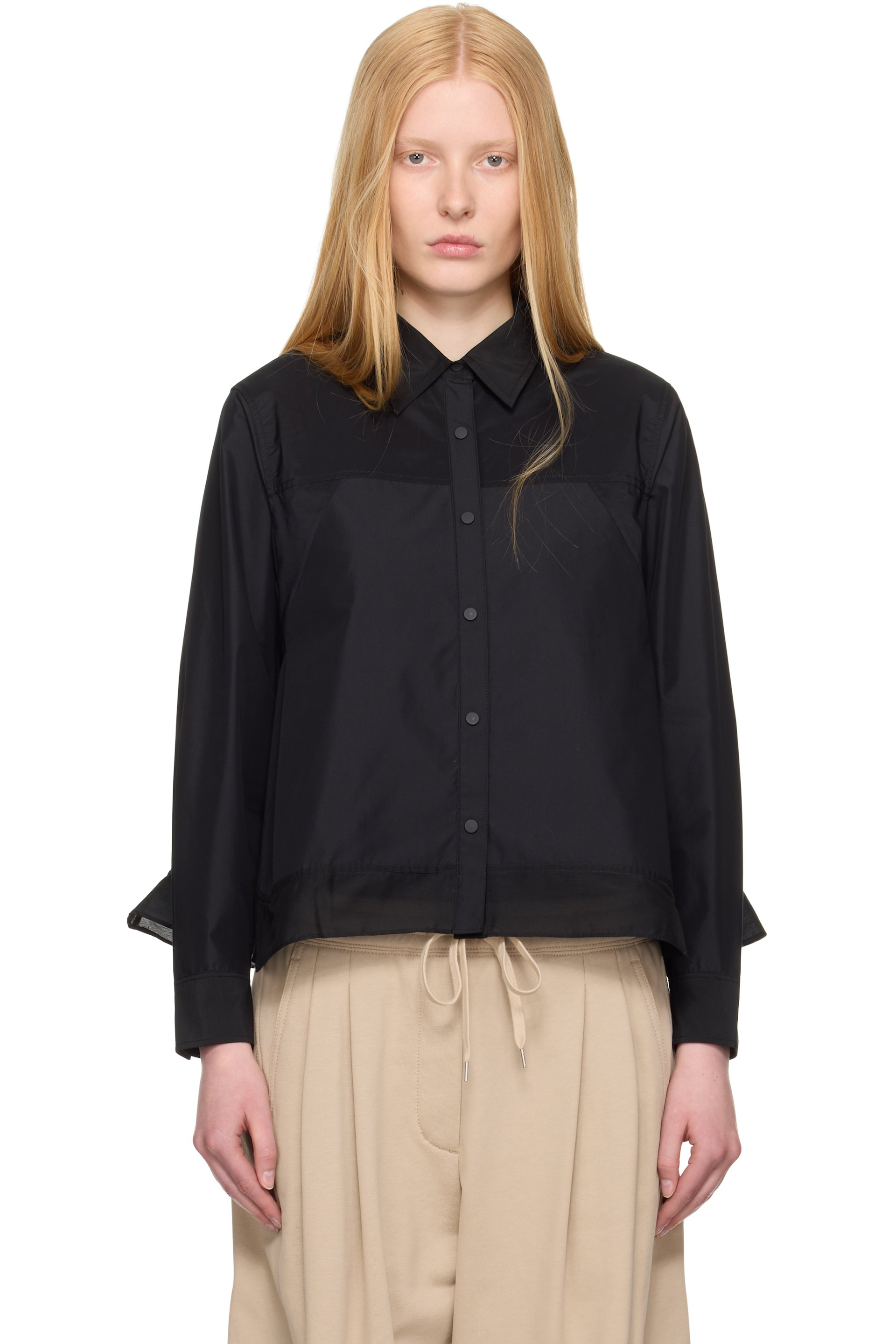 3.1 Phillip Lim - Chemise à manches longues noire à ourlet évasé