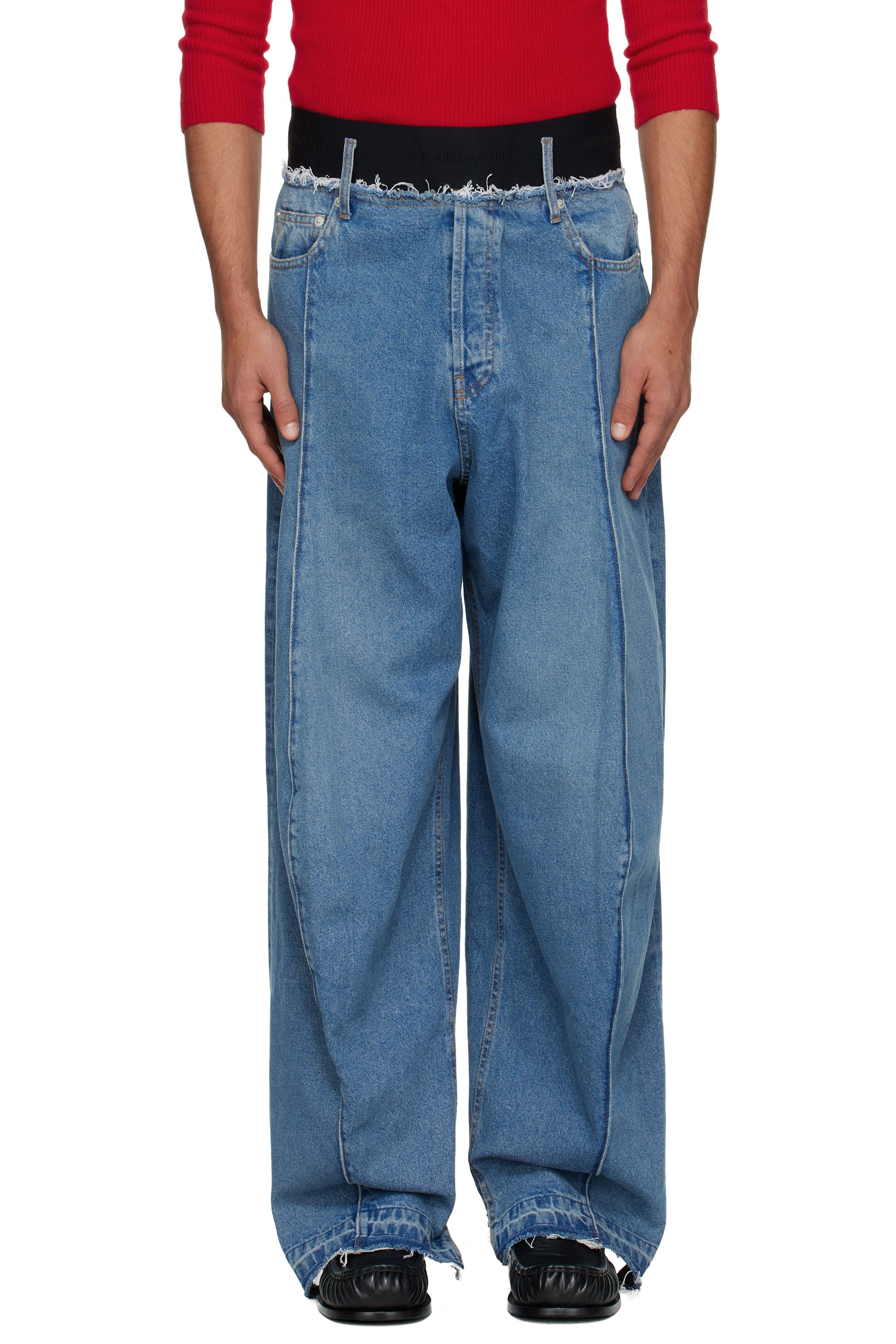 ALAINPAUL - Blue Knee Shape Jeans