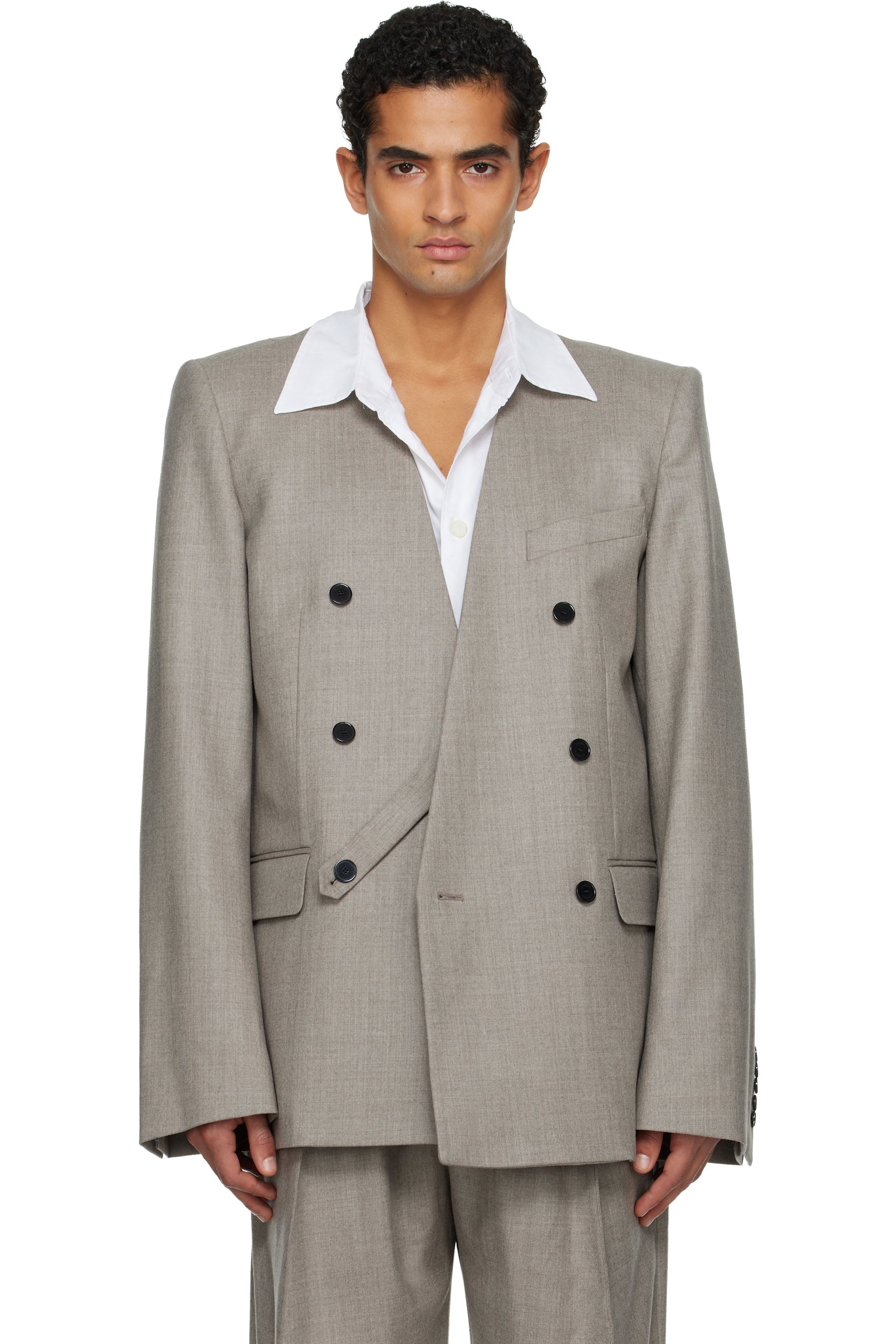 ALAINPAUL - Taupe Minimalist Tailored Blazer