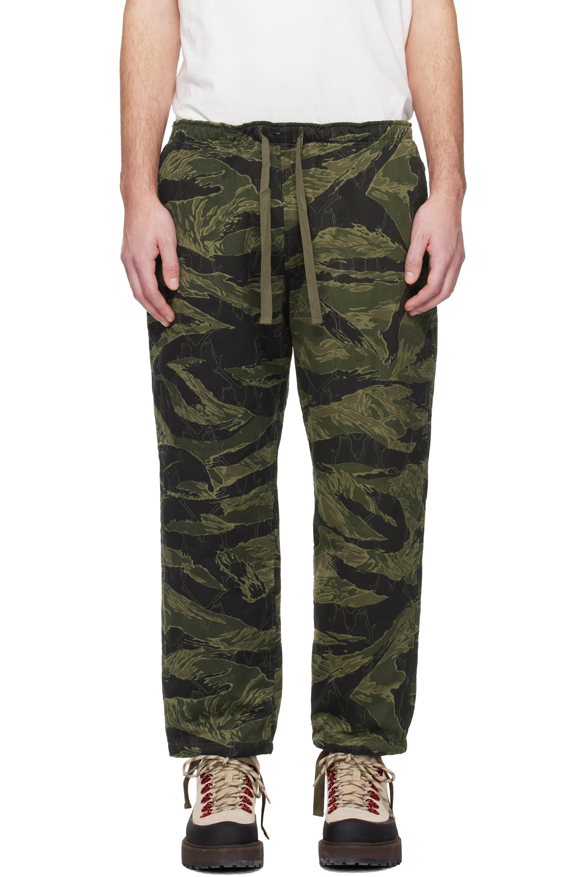 South2 West8 - Pantalon kaki à cordons élastiques