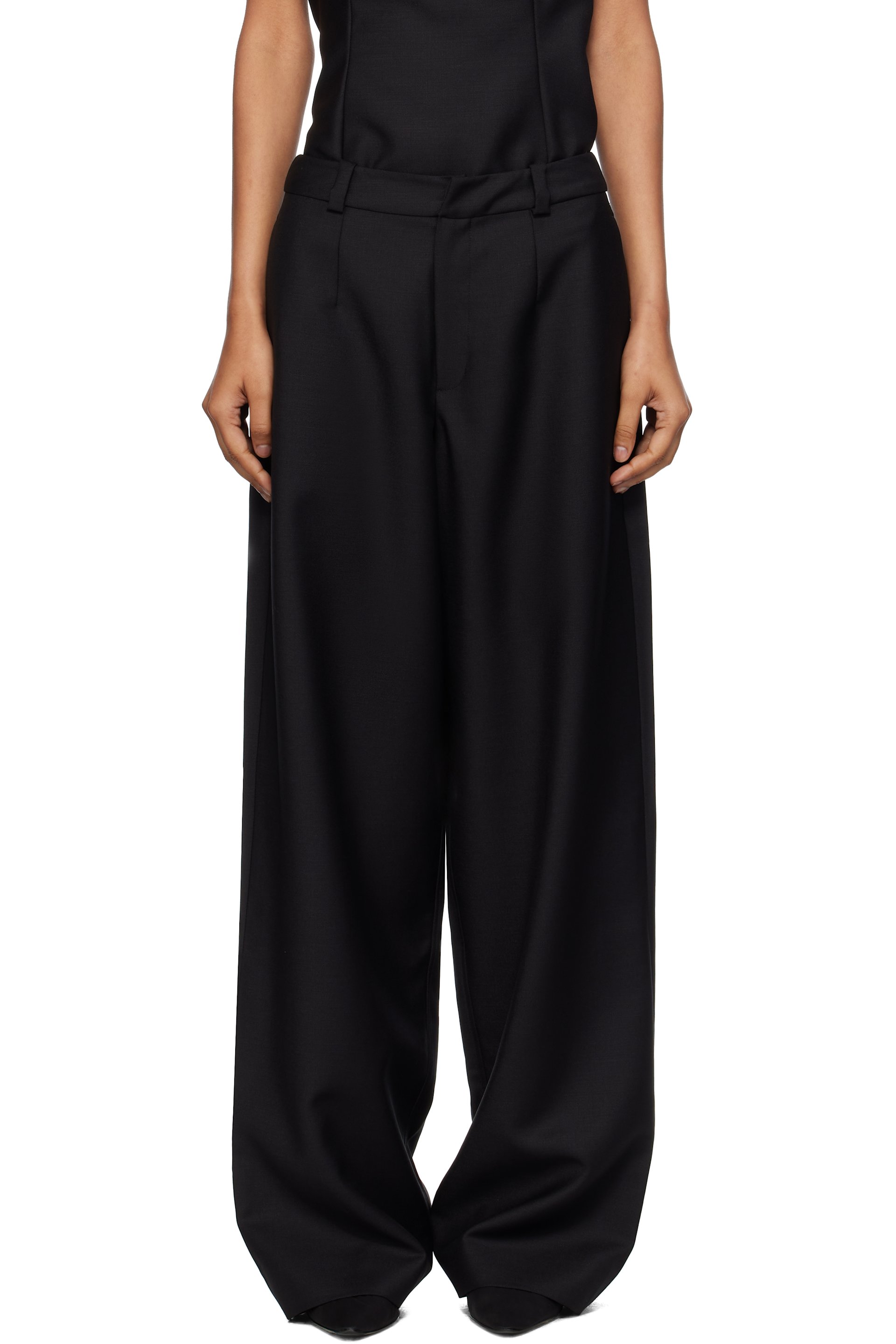 BAMBOU ROGER KWONG - Pantalon noir en mohair et laine