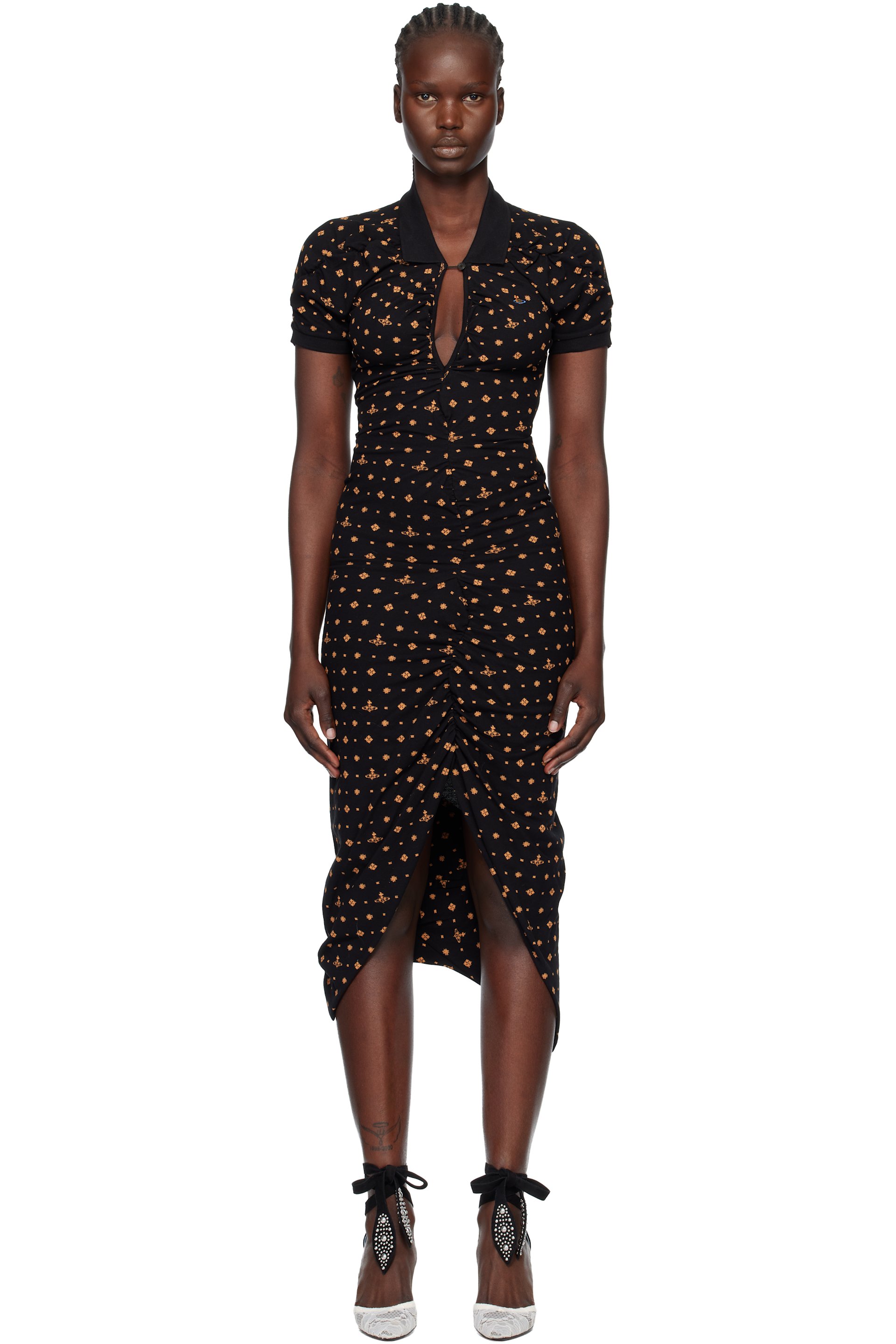 Vivienne Westwood - Robe midi noire à motif à logos imprimé