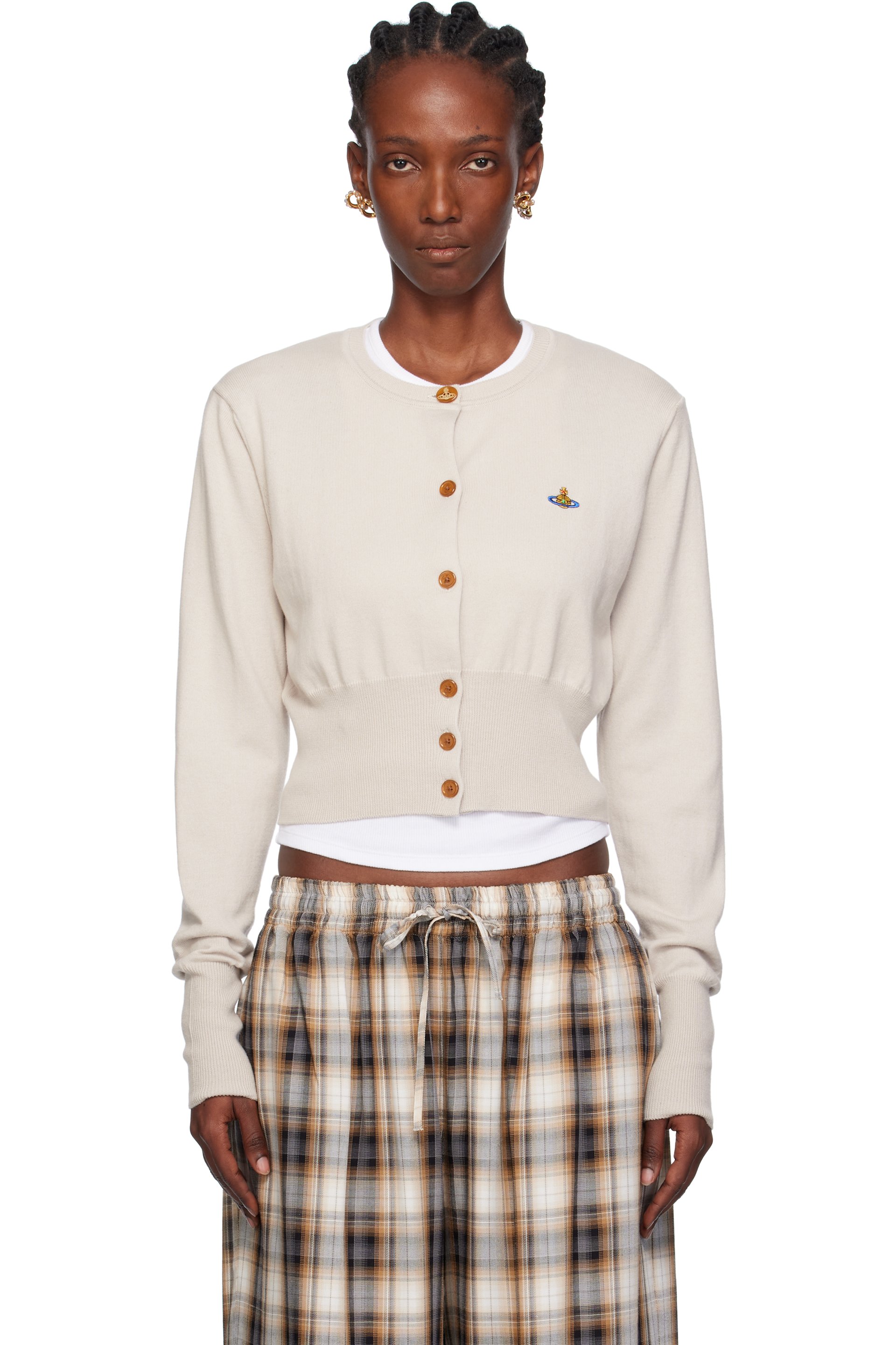 Vivienne Westwood - Cardigan écourté Bea taupe