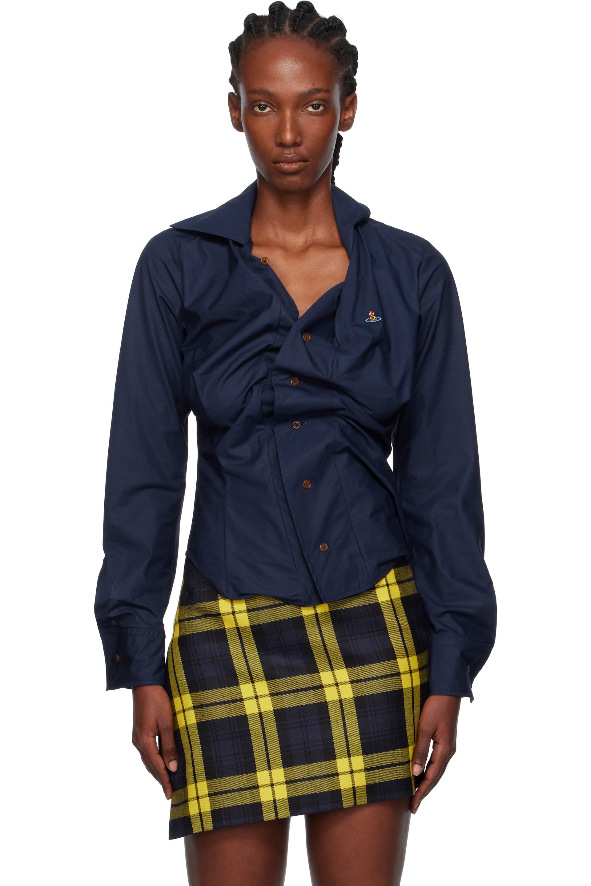 Vivienne Westwood - Chemise bleu marine à assemblage Drunken