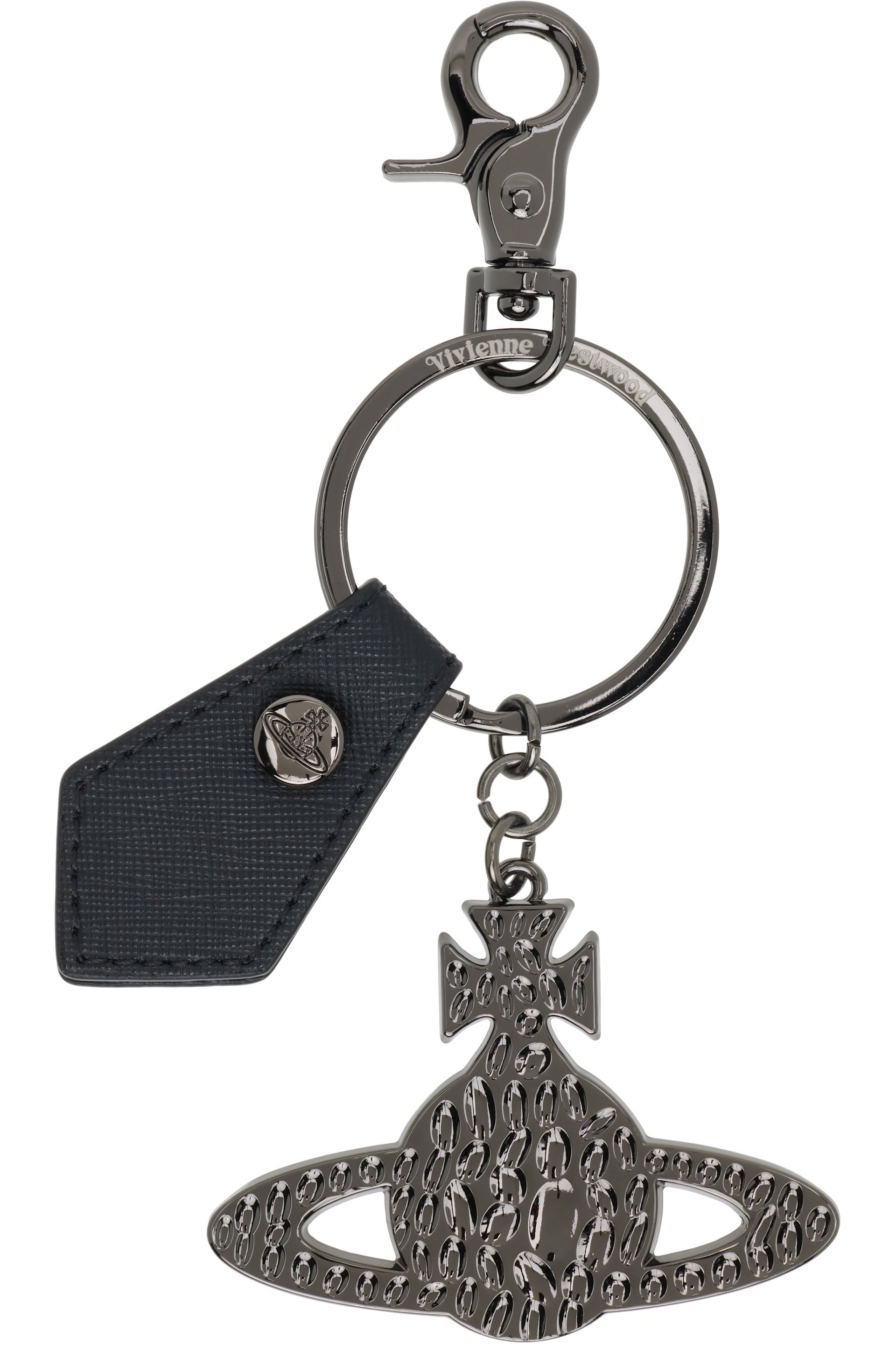 Vivienne Westwood - Black Saffiano Hammered Orb Keychain