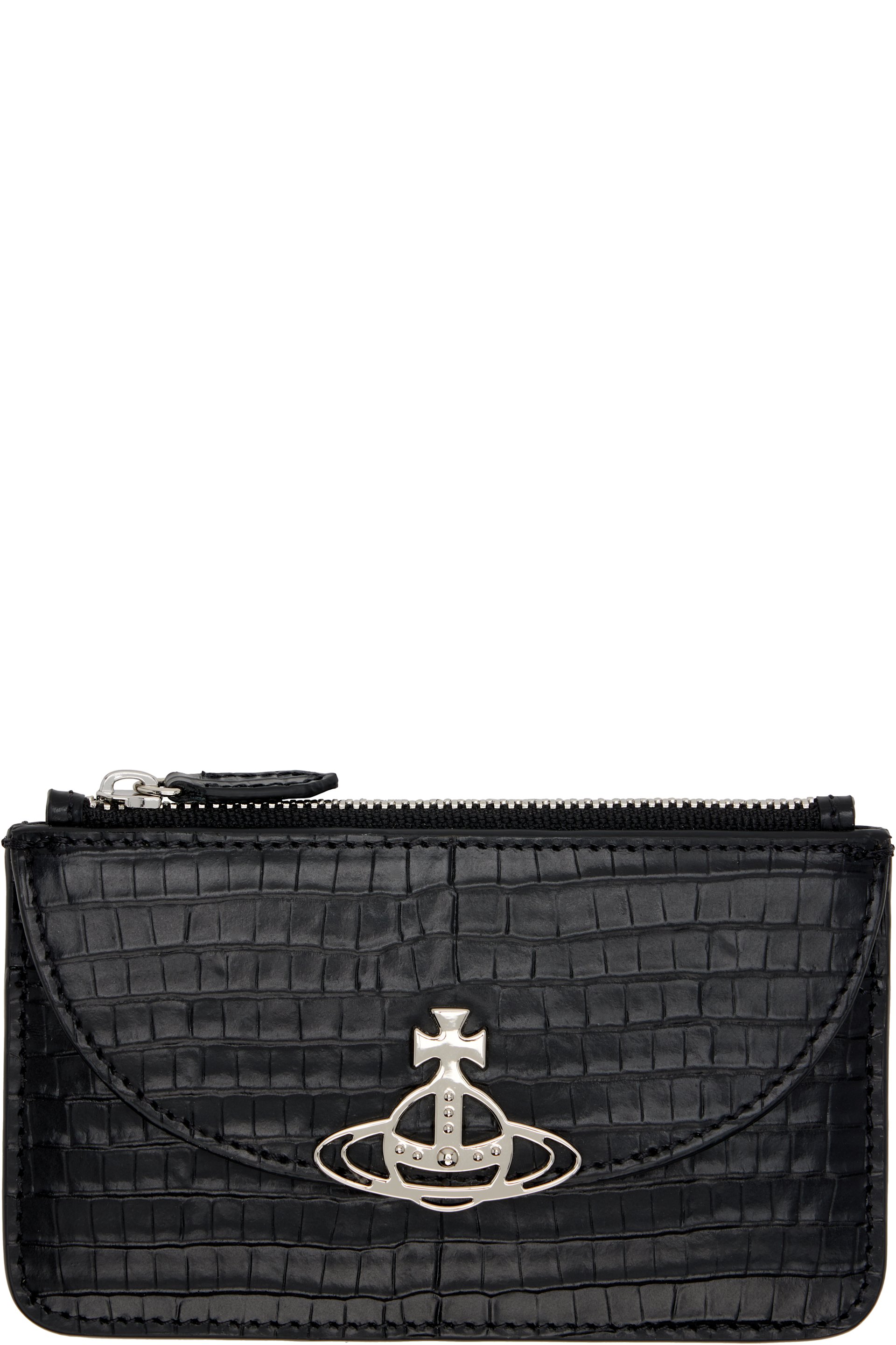 Vivienne Westwood - Black Half Moon Croc-Embossed Card Holder