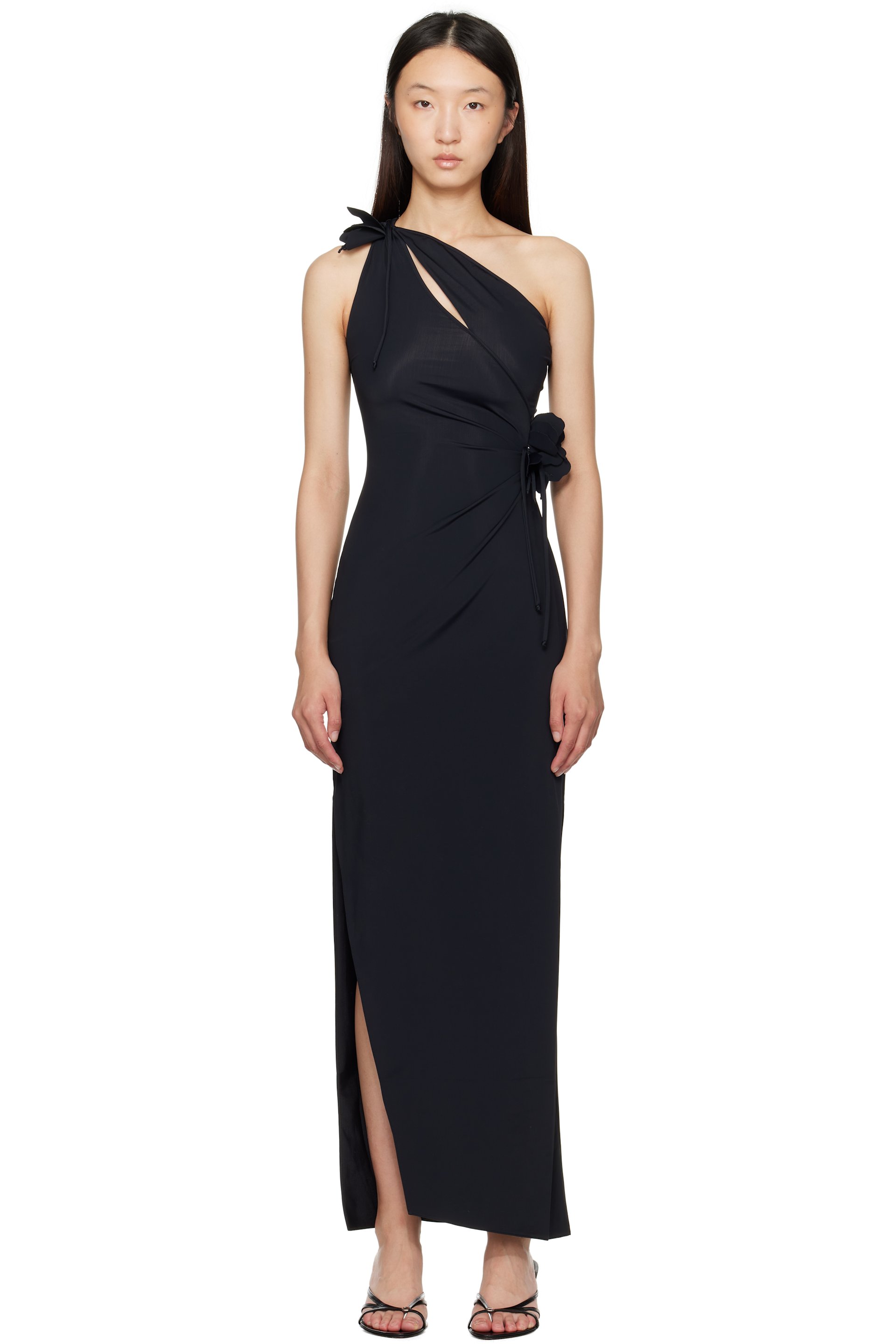 Coperni - 黑色 Asymmetric Flower 连衣裙