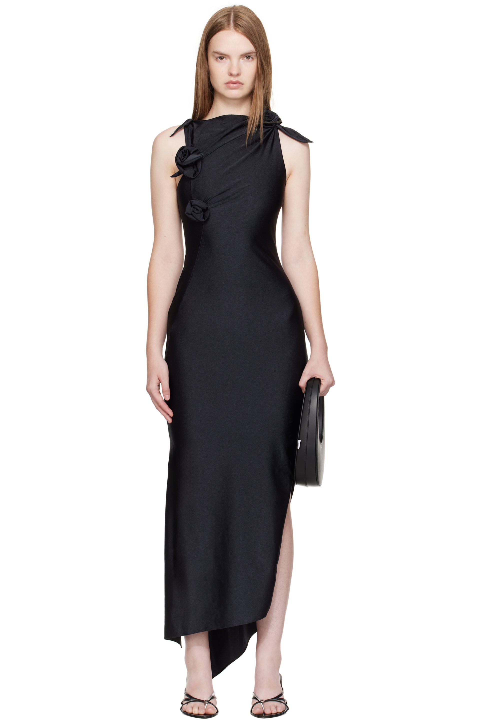 Coperni Black Flower Maxi Dress