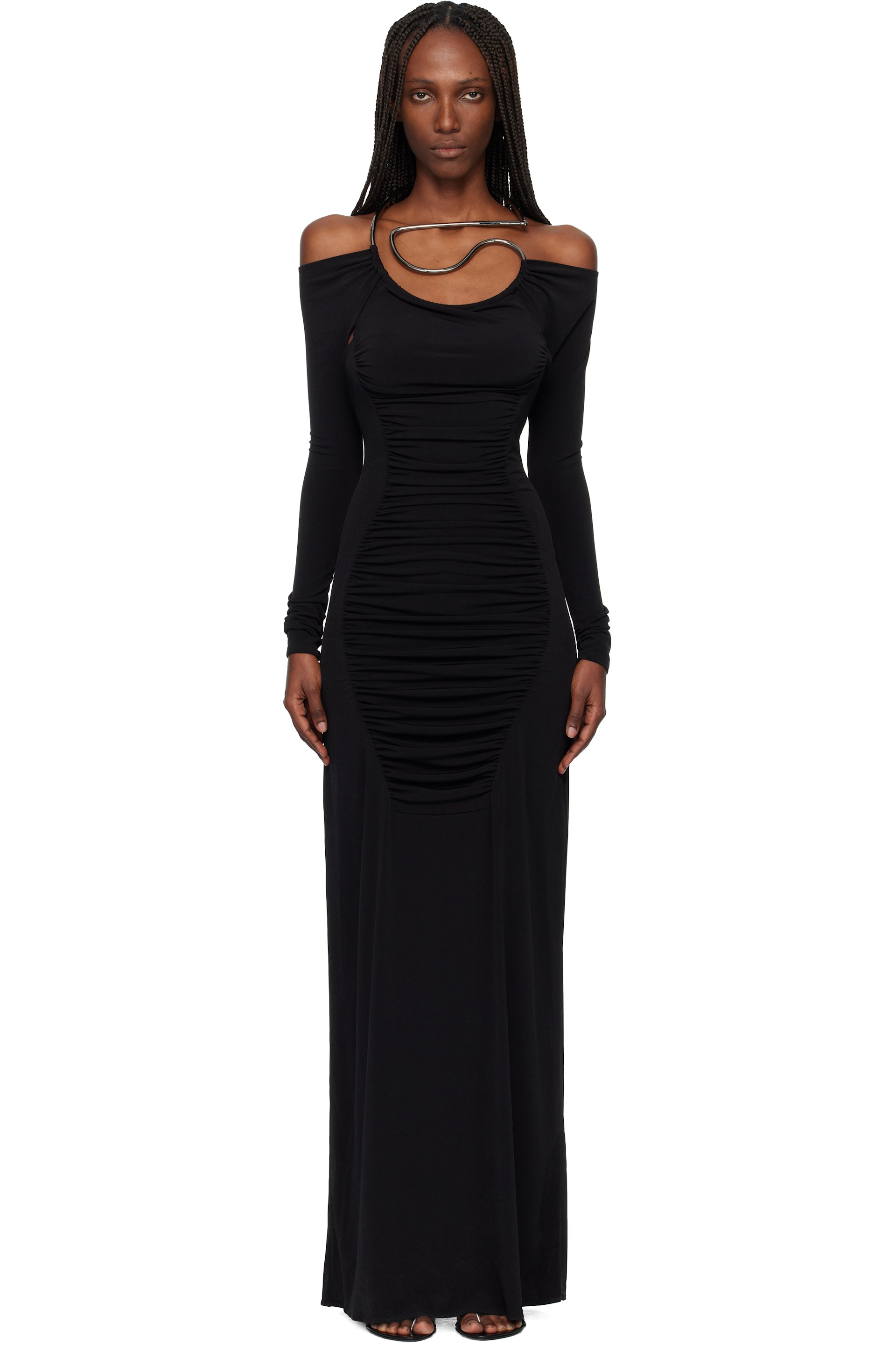 Coperni - Black Cut-Out C-Logo Maxi Dress
