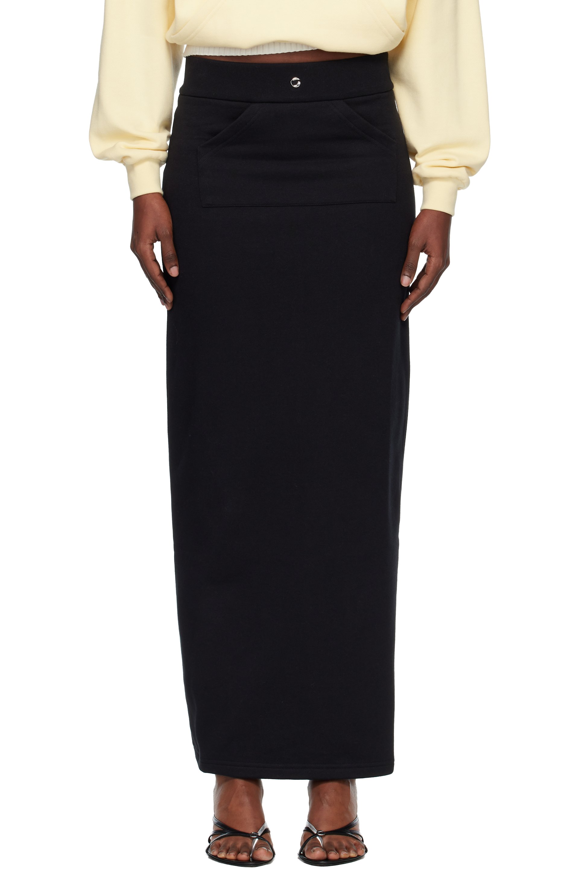 Coperni - Jupe midi noire en molleton de coton