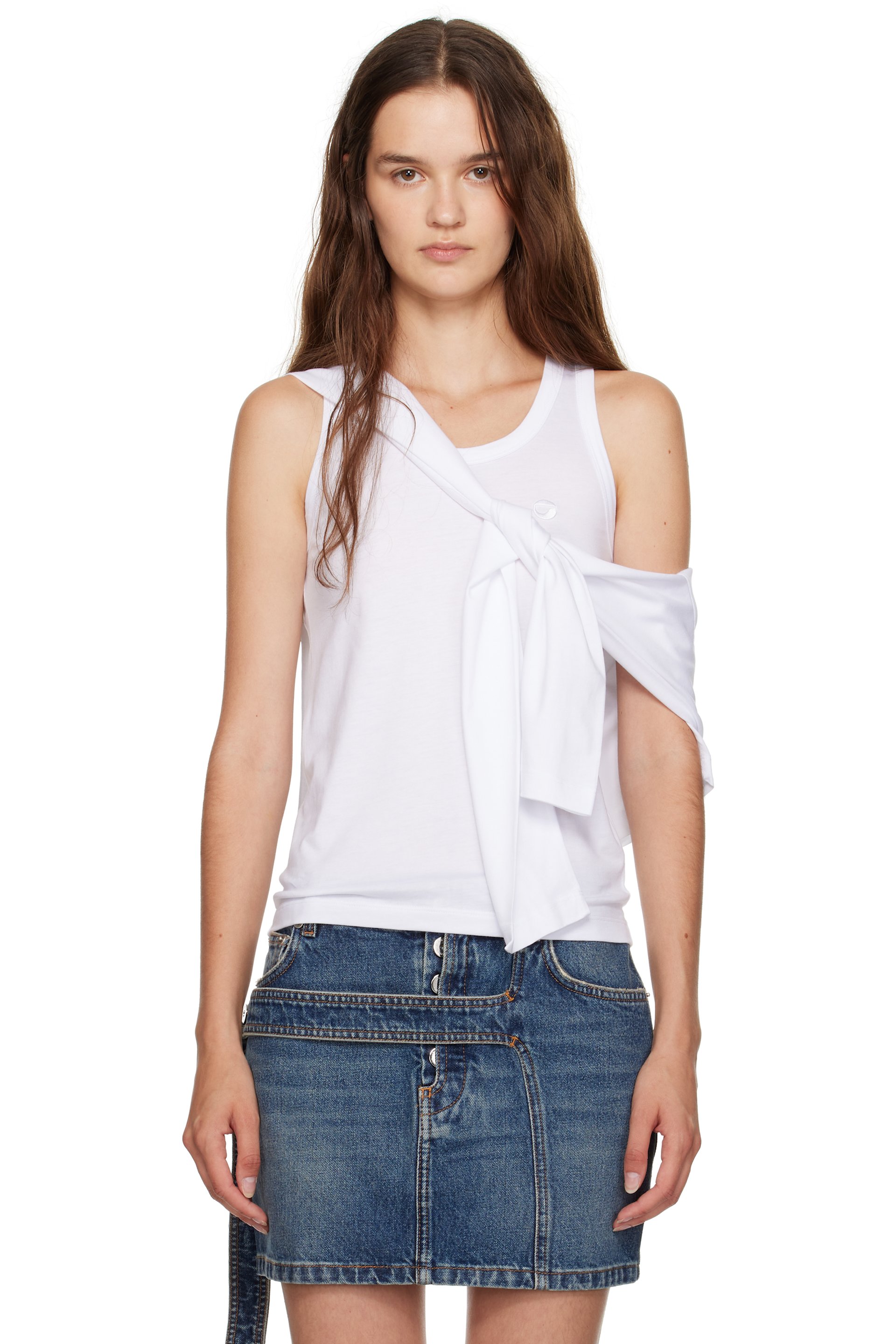 Coperni - White Knotted Jersey Tank Top
