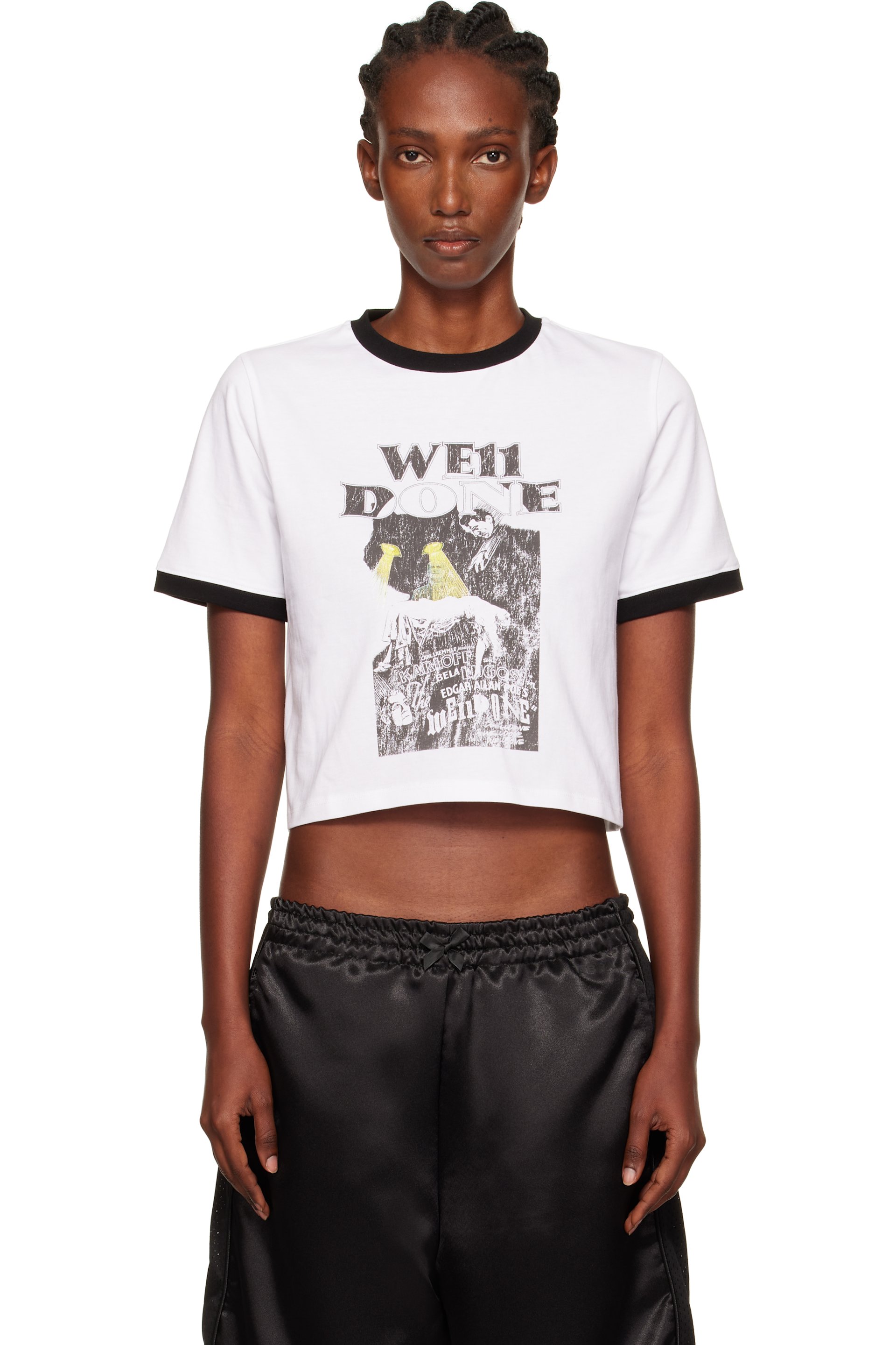 We11done - White Poster Ringer T-shirt