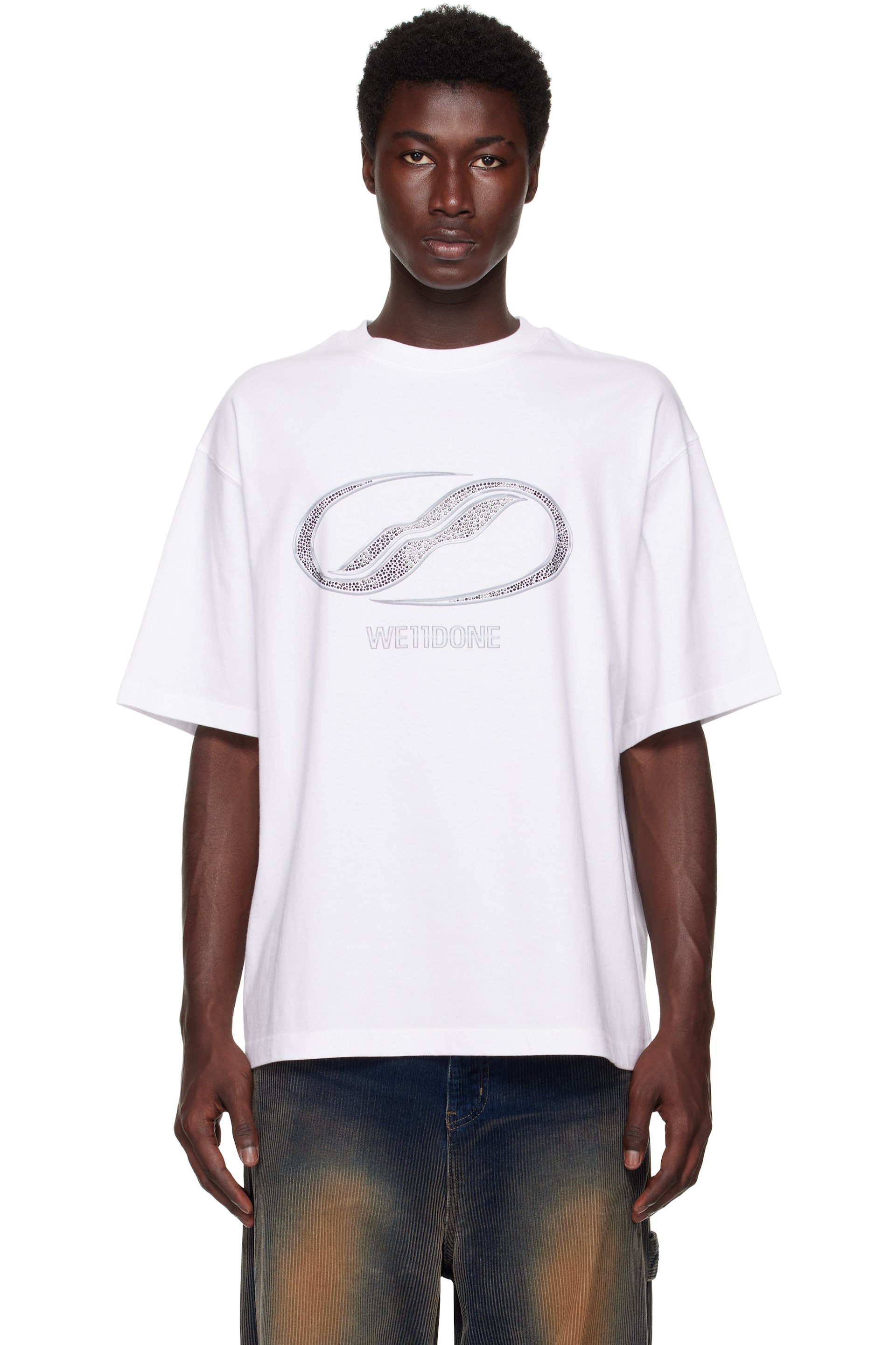 We11done - T-shirt Se11done blanc à logo à pierres du Rhin