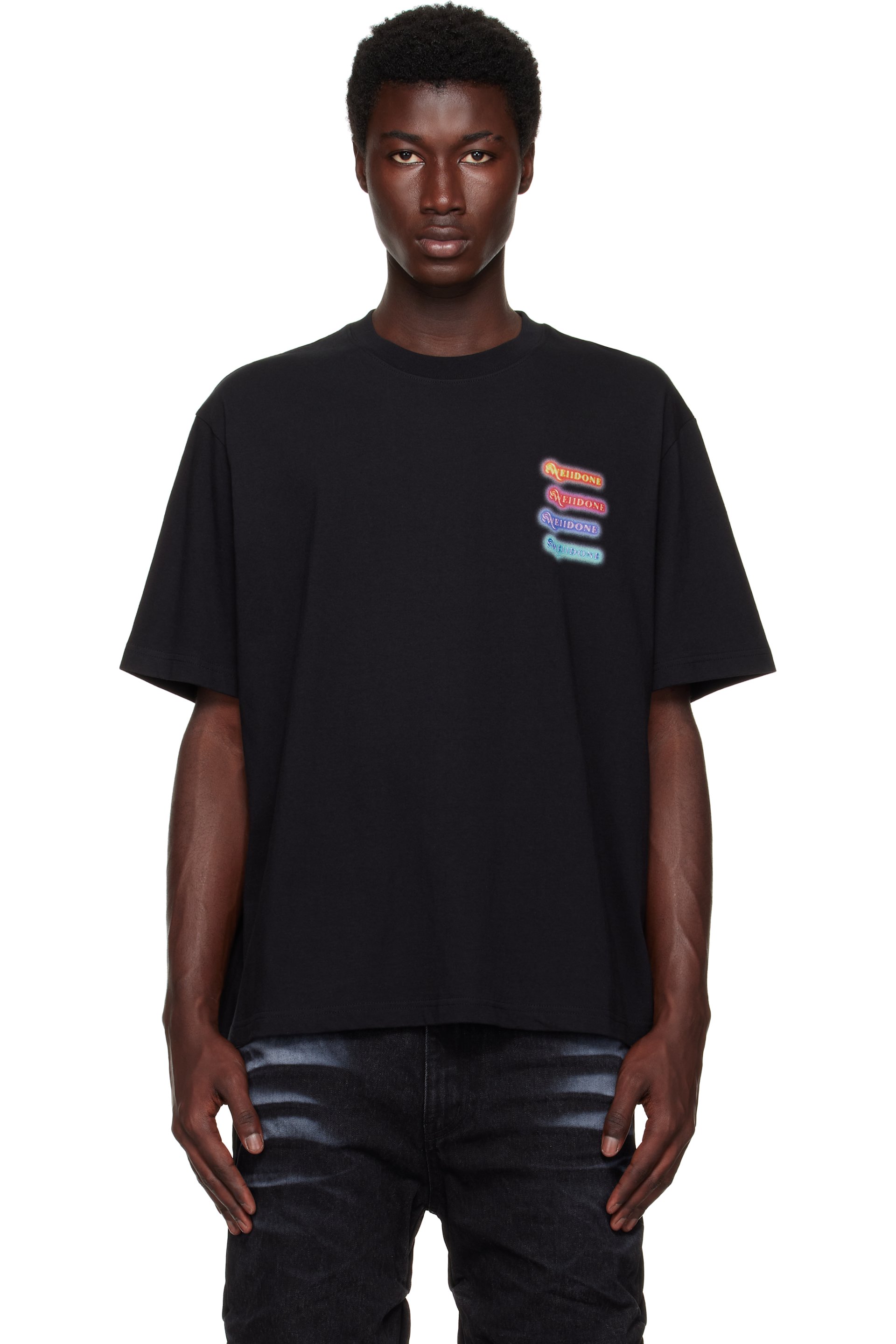 We11done - Black Neon Logo Short Sleeved T-shirt