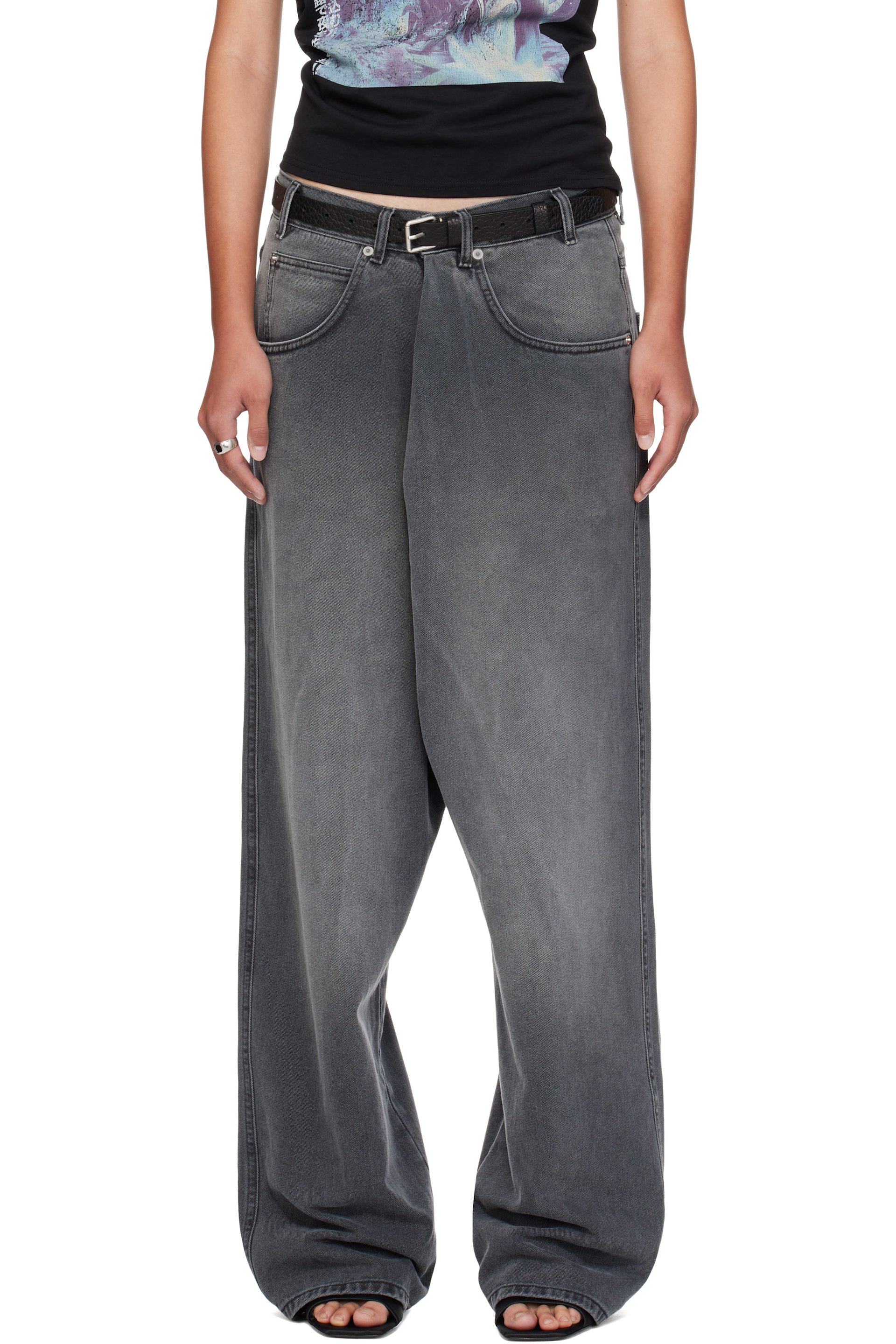 LU'U DAN - Gray Kriss Kross Jeans