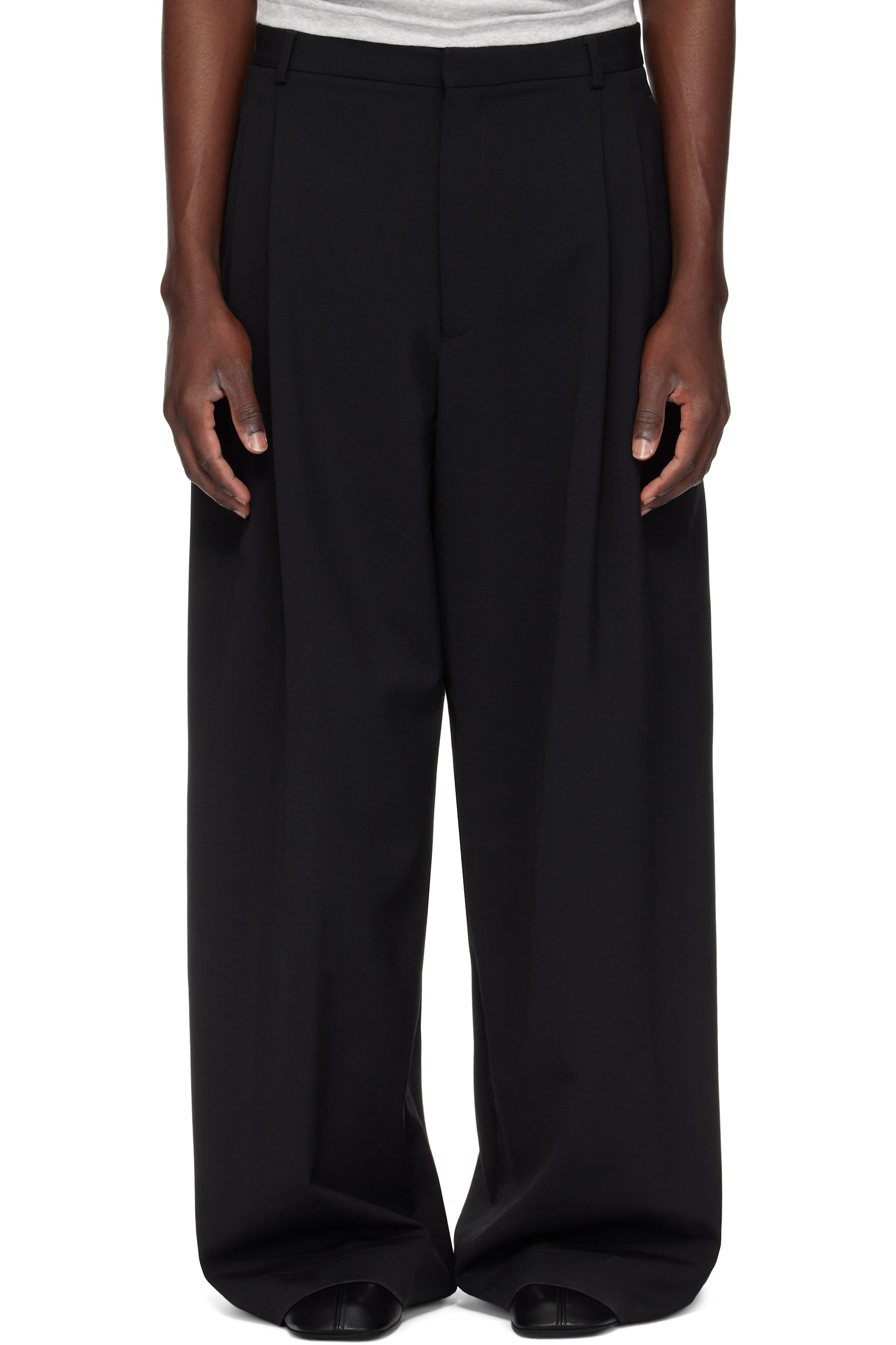 LU'U DAN - Black Jumbo Wide Leg Trousers
