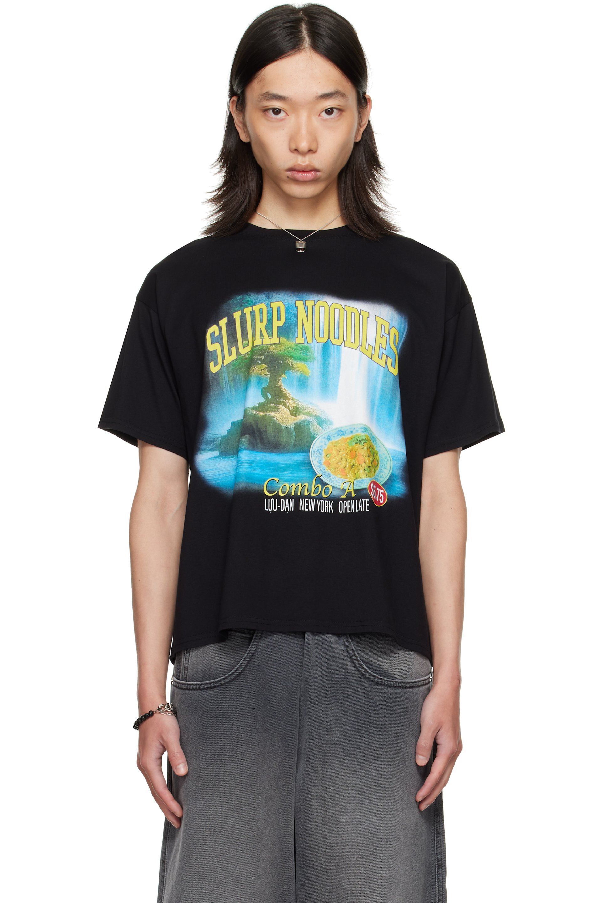 LU'U DAN - Black Slurp Noodles Box T-shirt