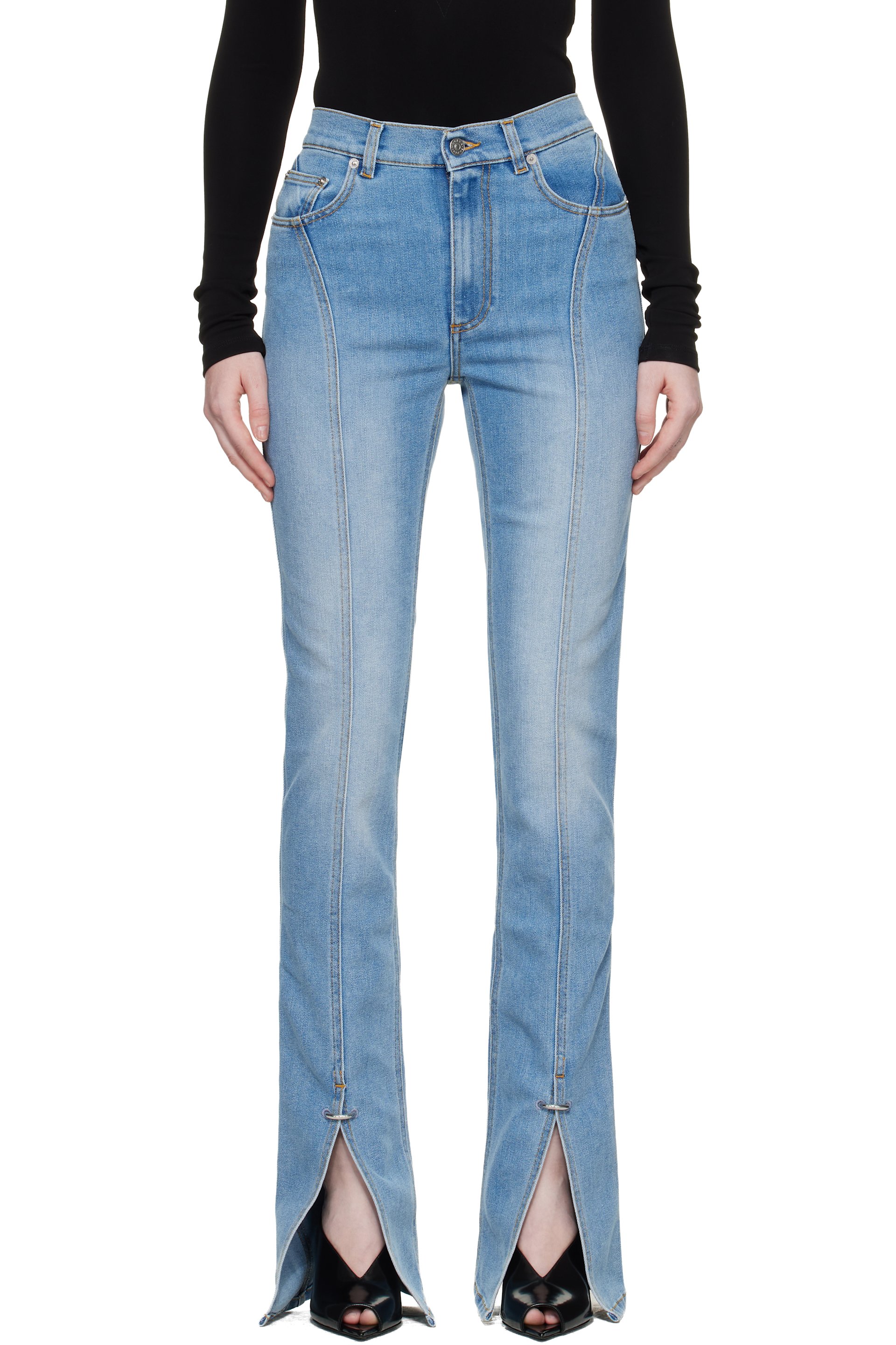 Mugler - Jean bleu en denim extensible