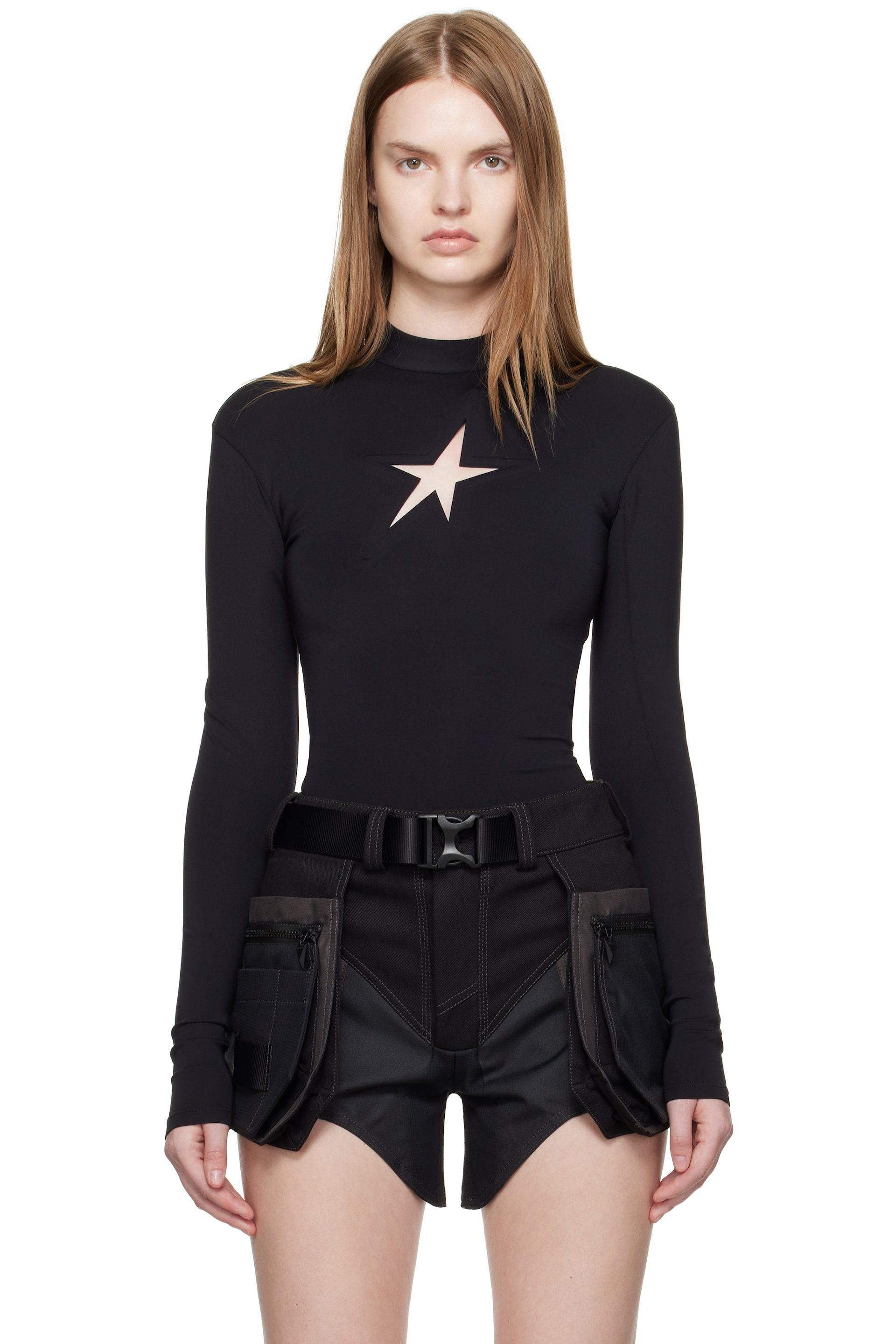 Mugler - Haut noir à découpe d'étoile