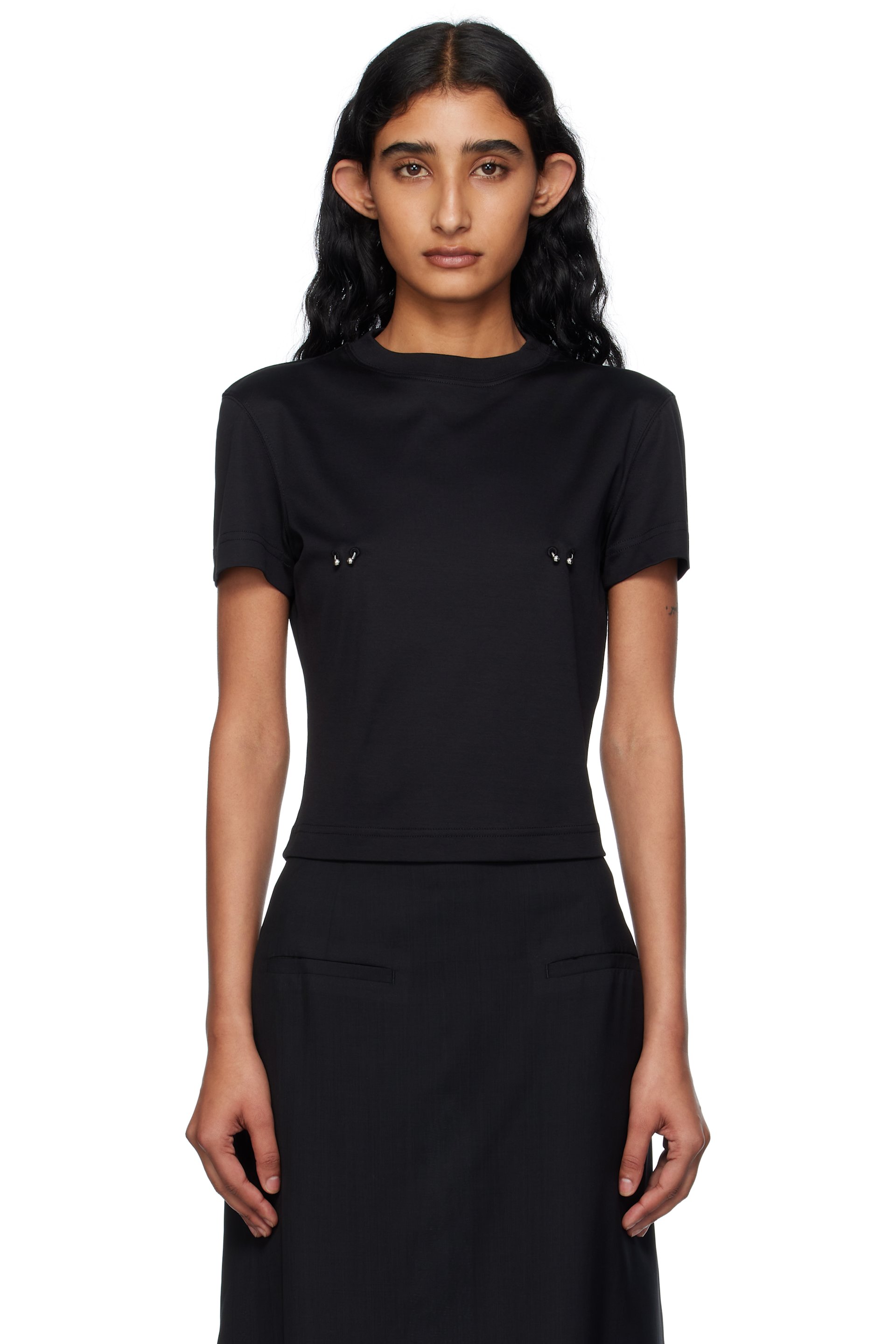 Mugler - ブラック Pierced ベビーTシャツ